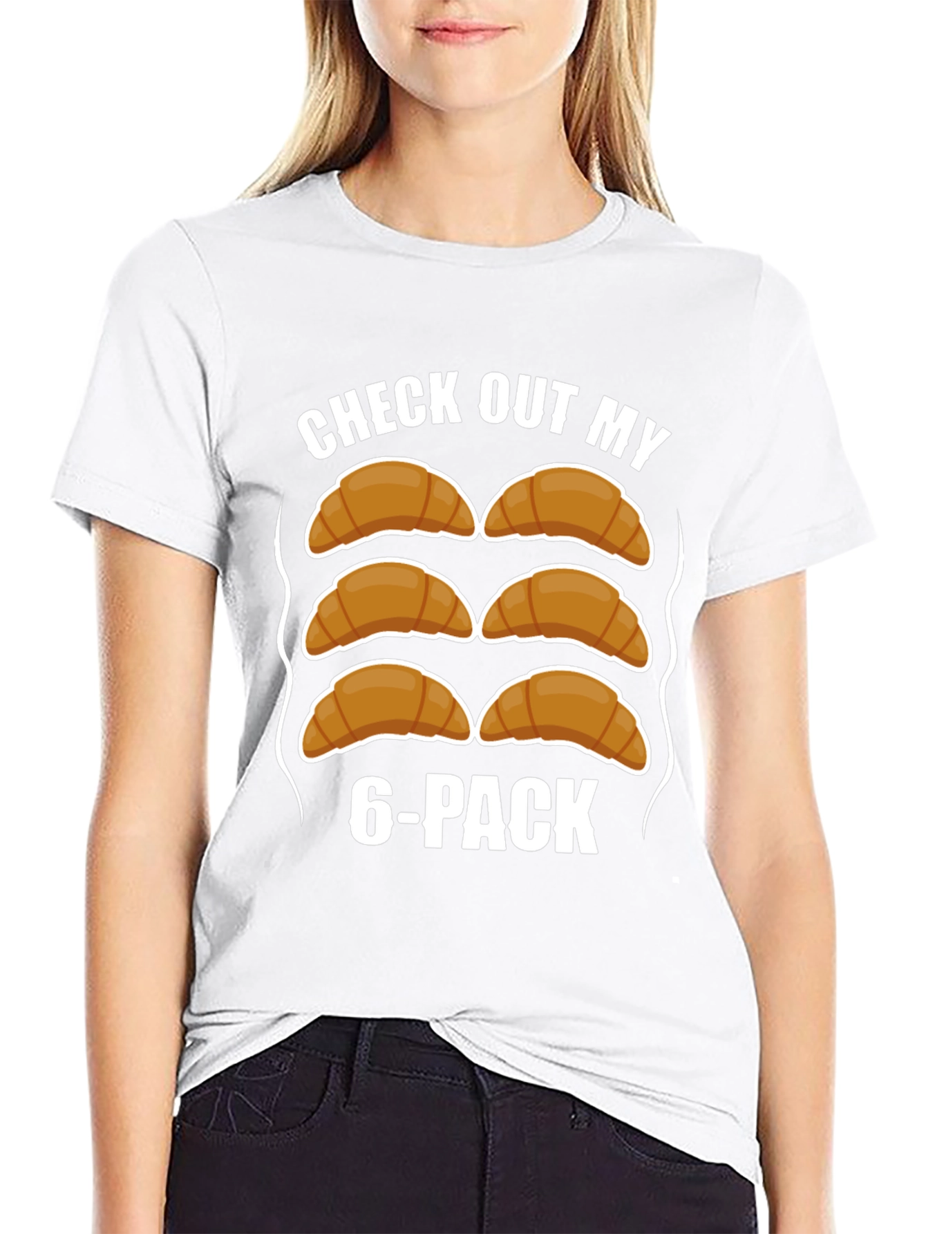 Funny Croissant 6-Pack T-Shirt - Abs Humor Tee