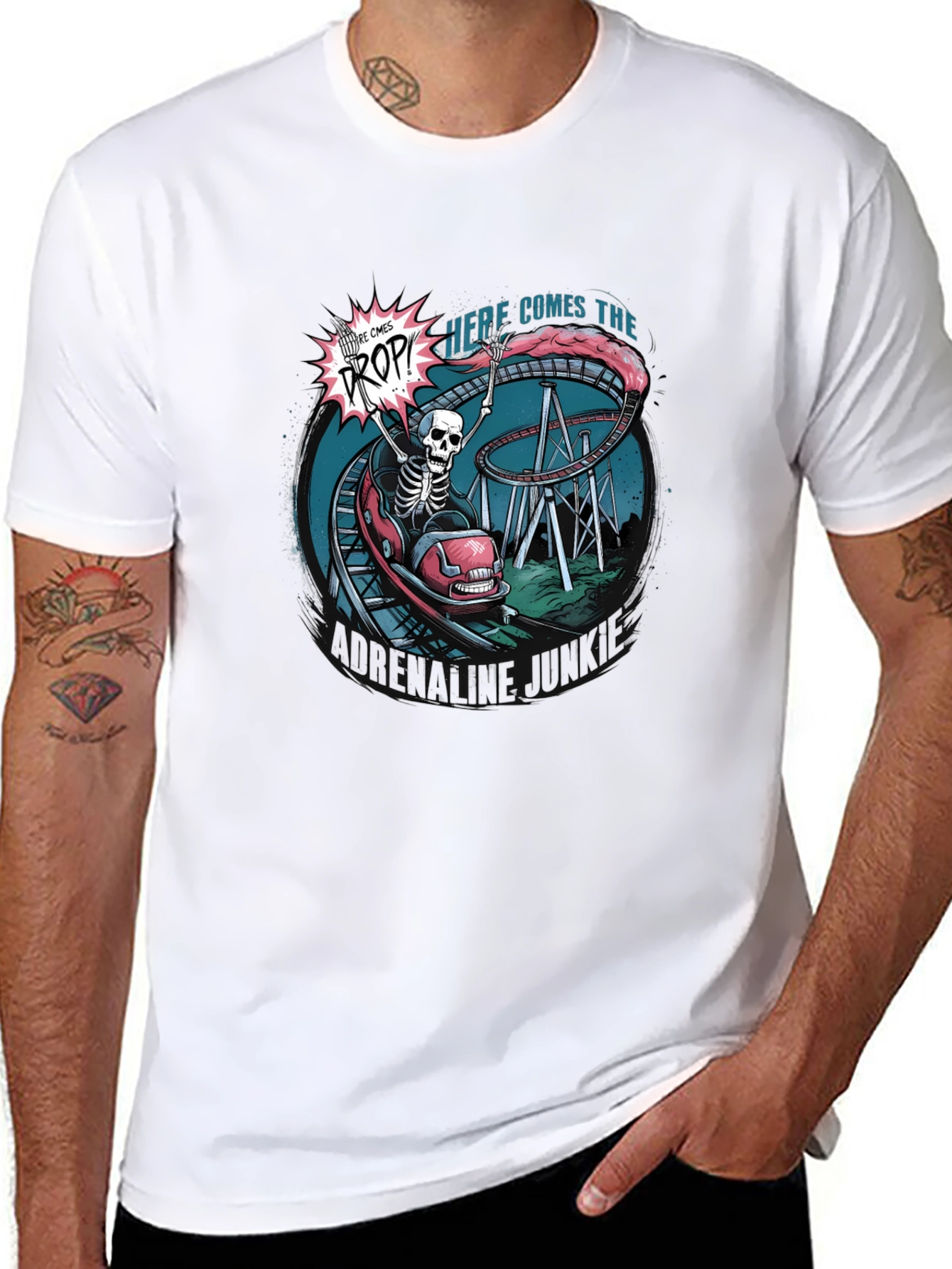 Spooky Skeleton Roller Coaster T-Shirt