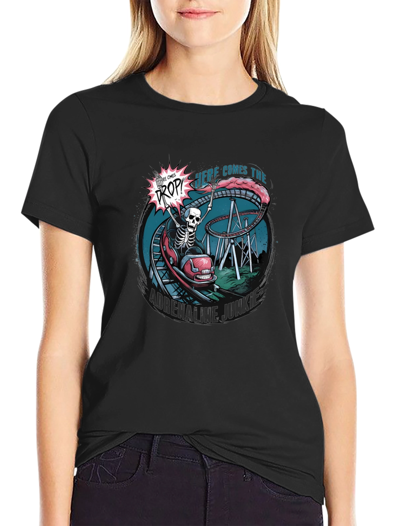Spooky Skeleton Roller Coaster T-Shirt