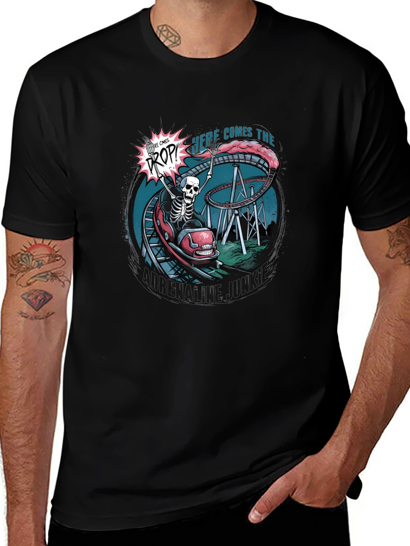 Spooky Skeleton Roller Coaster T-Shirt