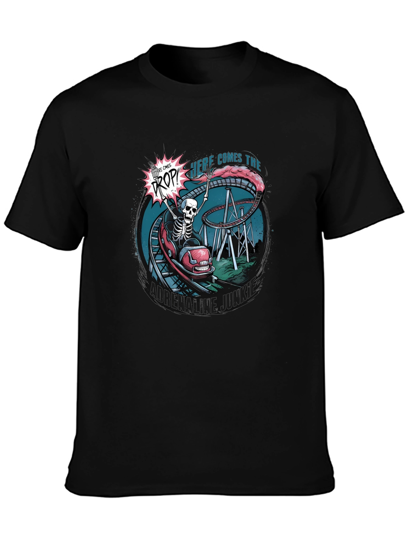 Spooky Skeleton Roller Coaster T-Shirt