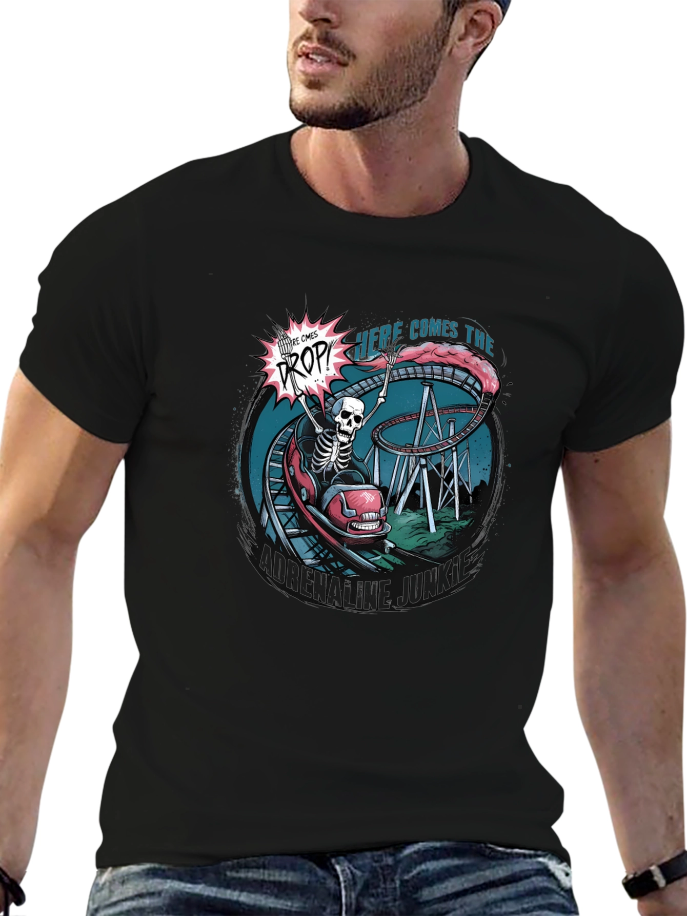 Spooky Skeleton Roller Coaster T-Shirt