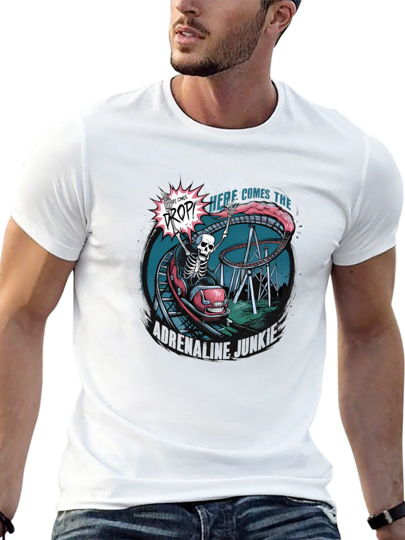 Spooky Skeleton Roller Coaster T-Shirt