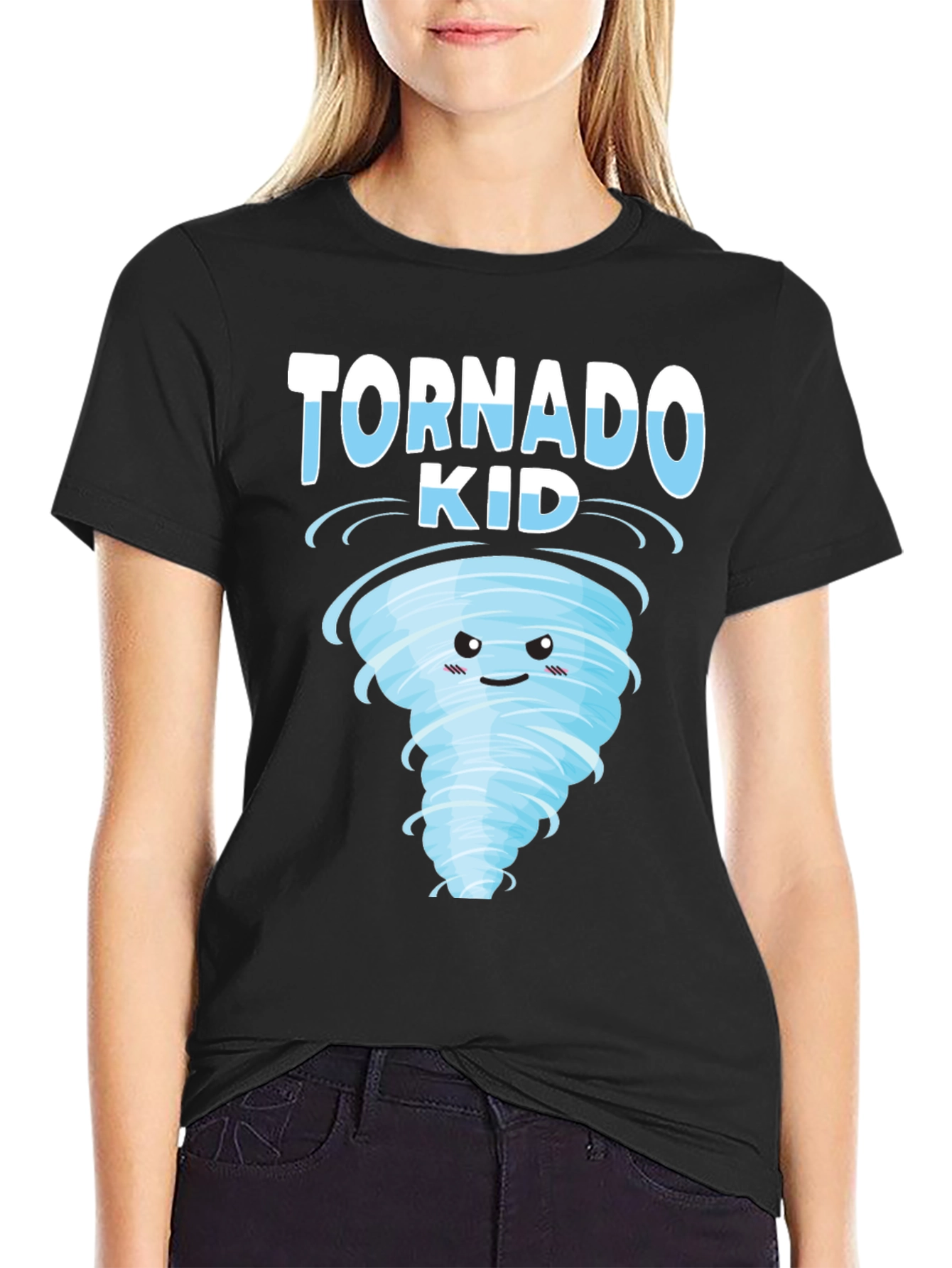 Tornado Kid Graphic T-Shirt - Weather Cartoon Tee