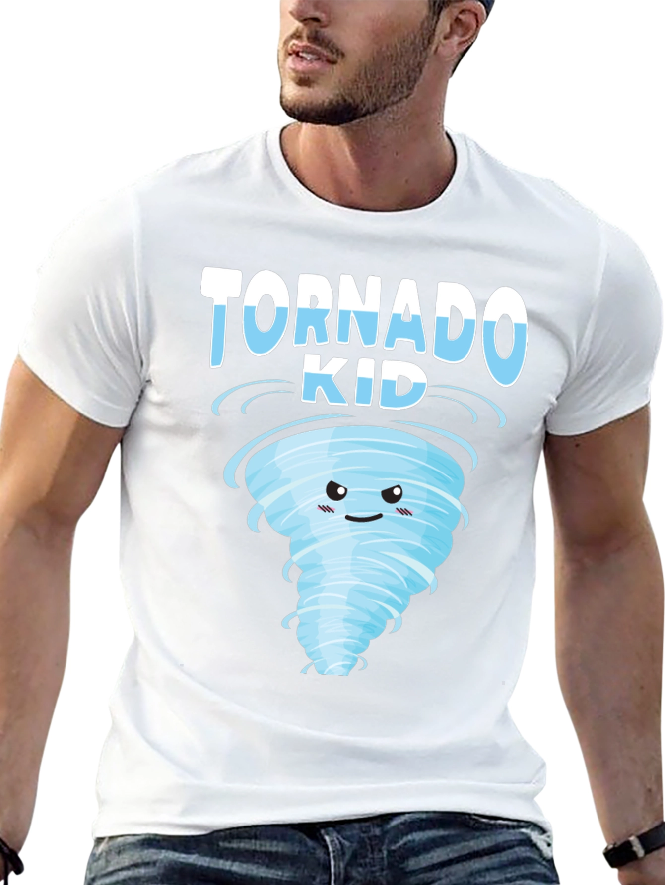 Tornado Kid Graphic T-Shirt - Weather Cartoon Tee