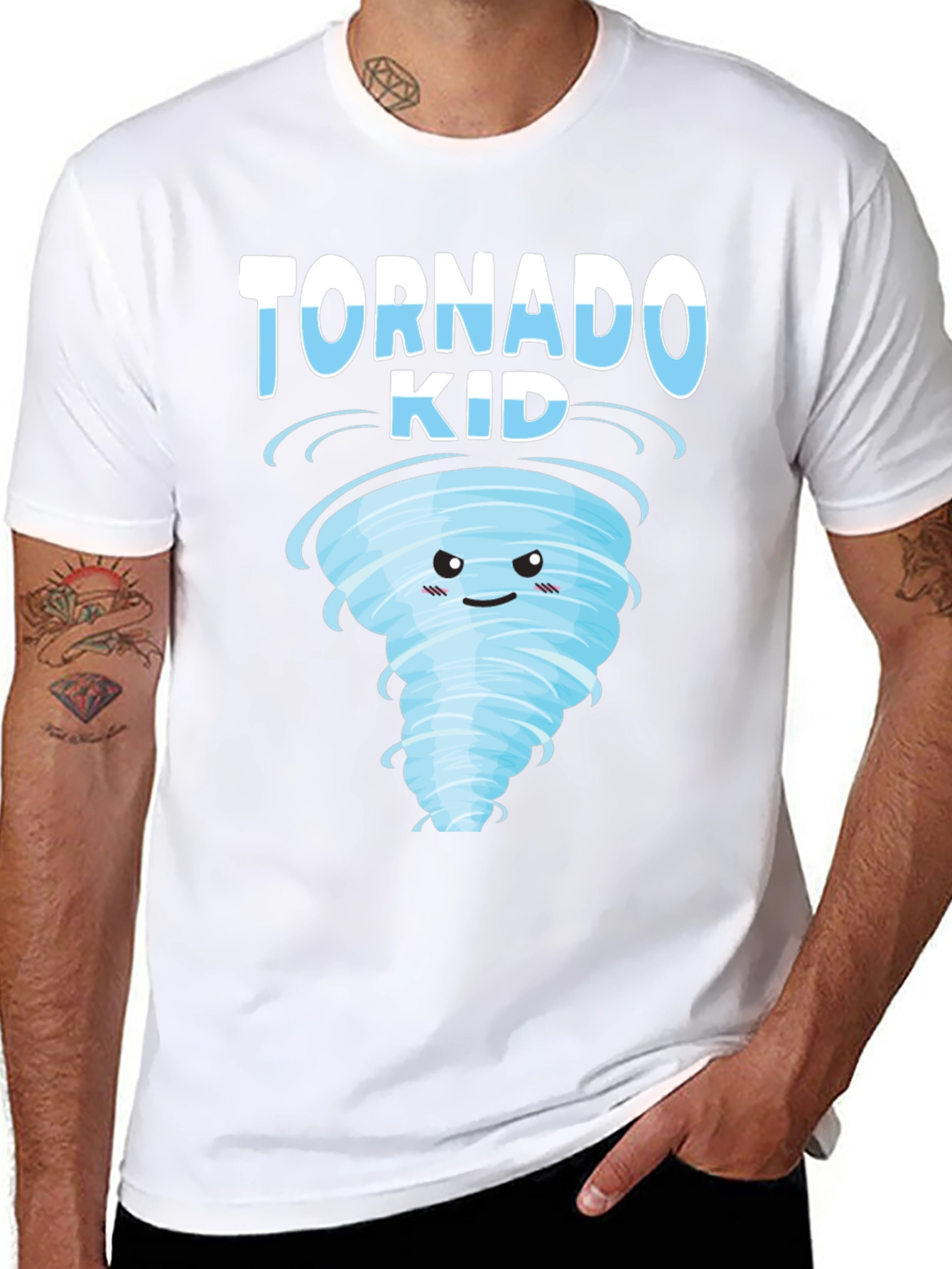 Tornado Kid Graphic T-Shirt - Weather Cartoon Tee