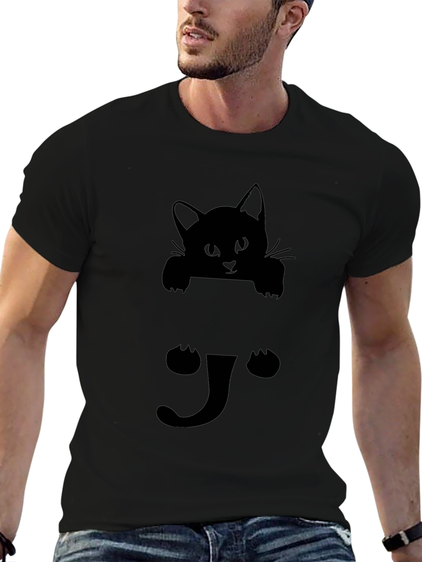 Black Cat Peek-a-Boo Graphic Tee