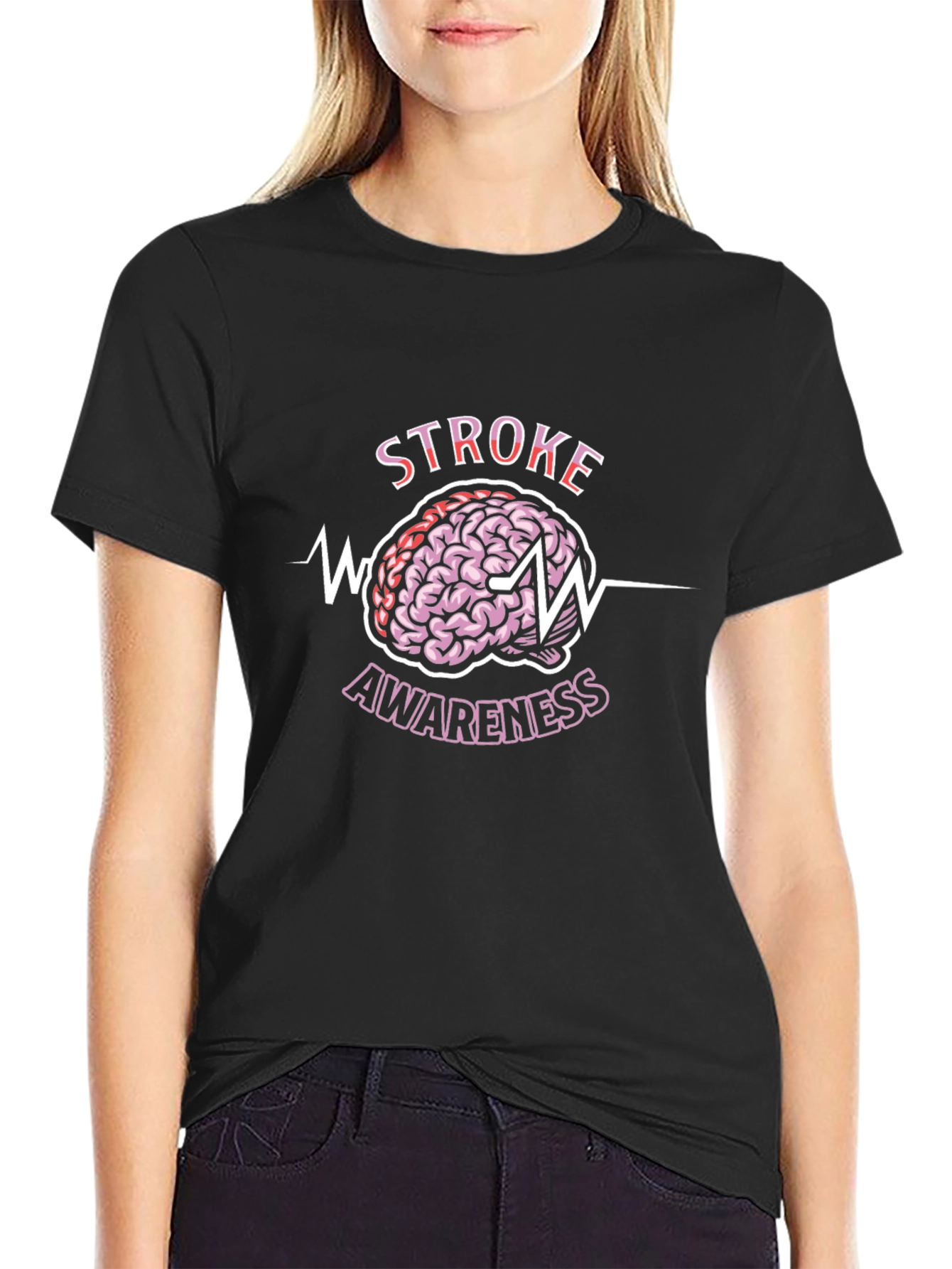 Stroke Awareness Graphic Tee - Brain ECG Design