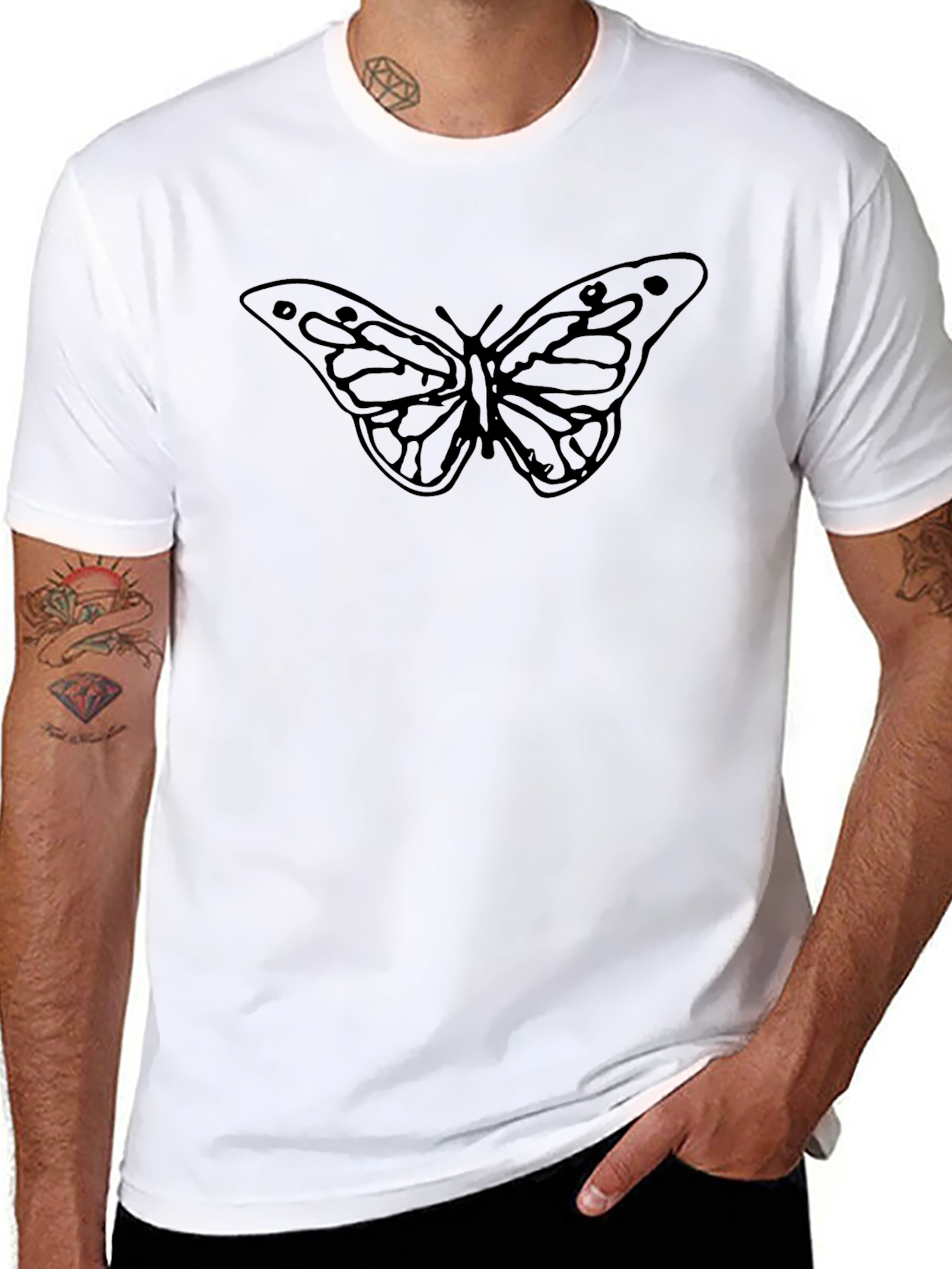 Butterfly Graphic Black T-Shirt - Stylish Casual Wear