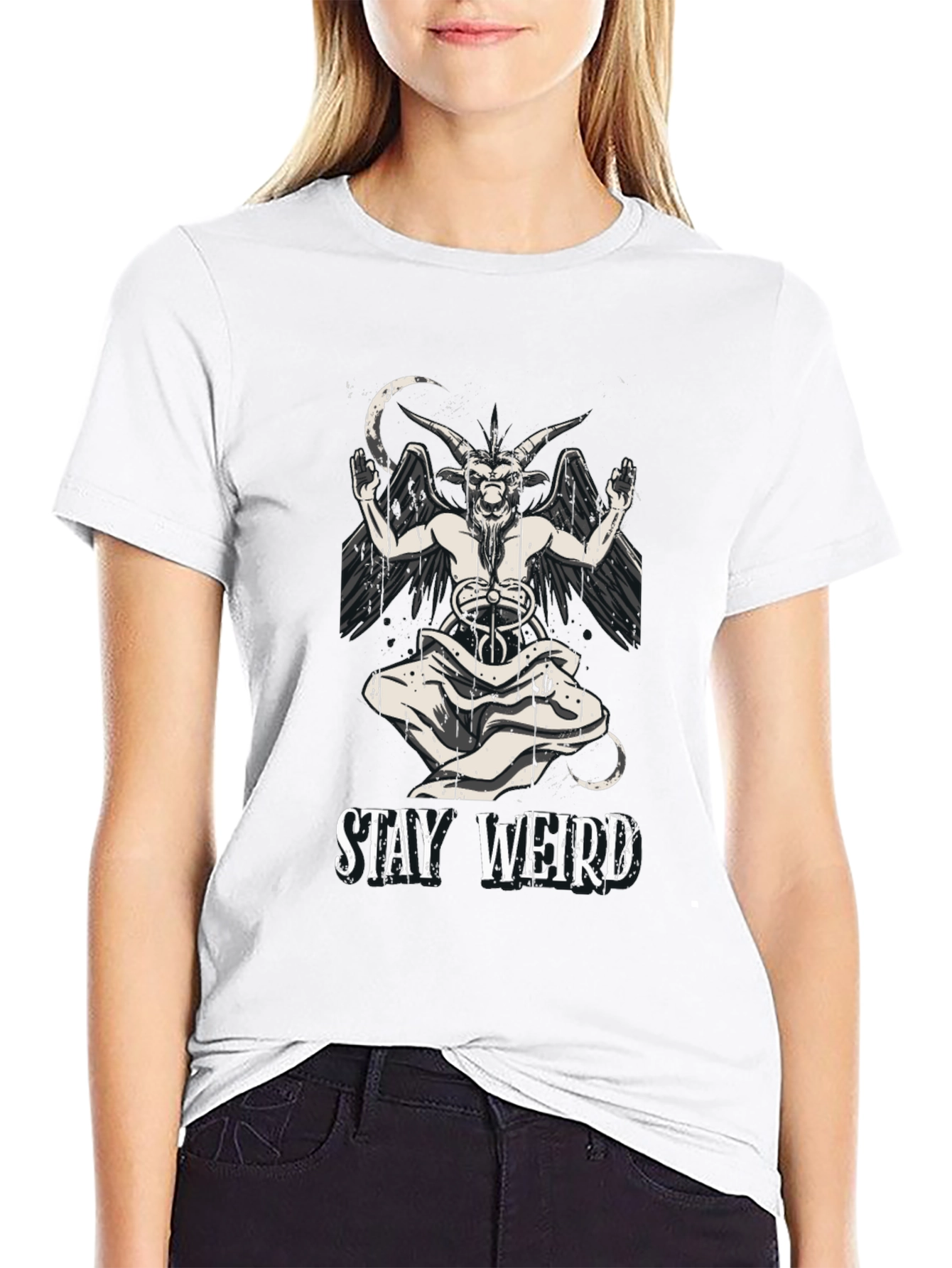 Stay Weird Baphomet Graphic T-Shirt