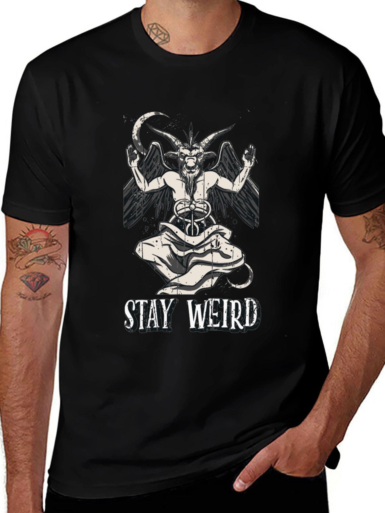 Stay Weird Baphomet Graphic T-Shirt