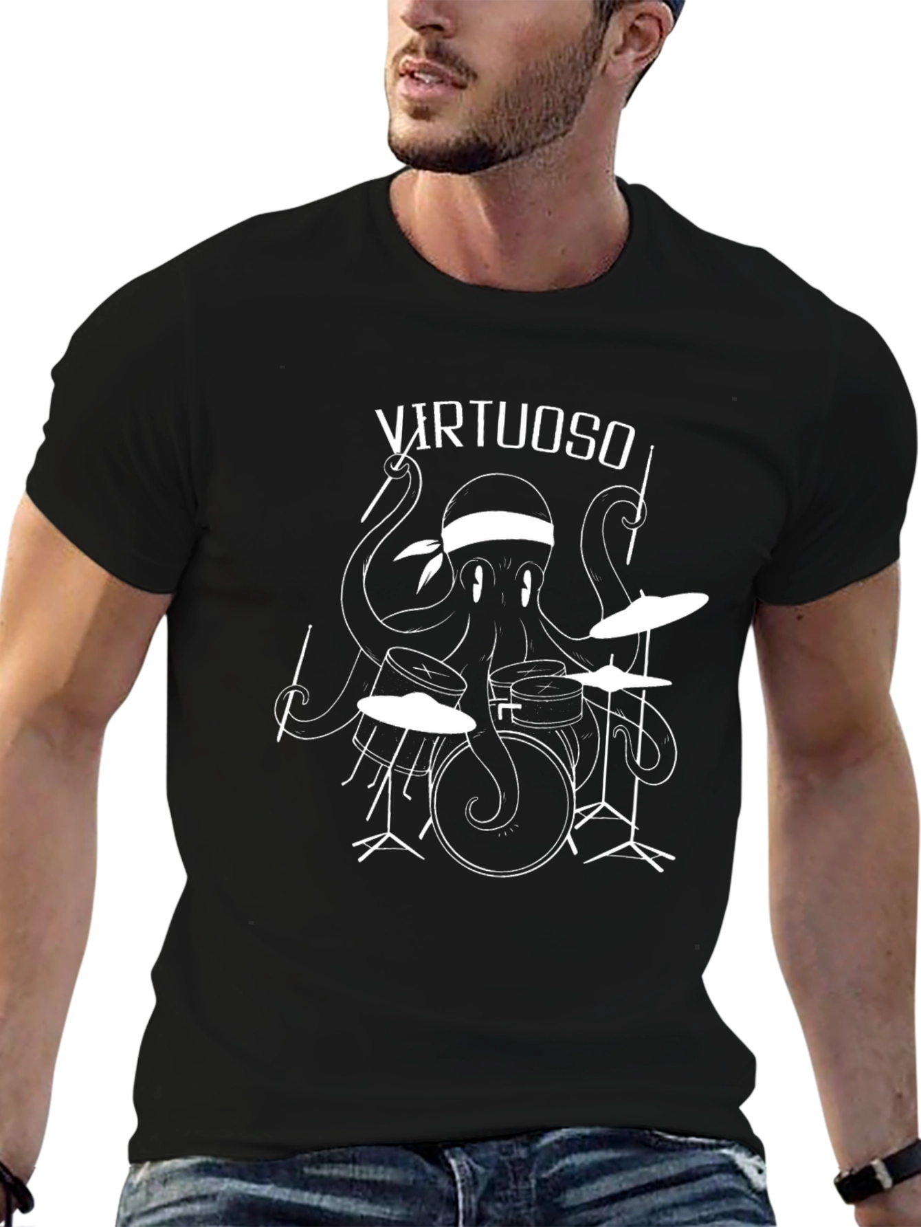 Octopus Drummer Graphic Tee - Virtuoso Music Shirt