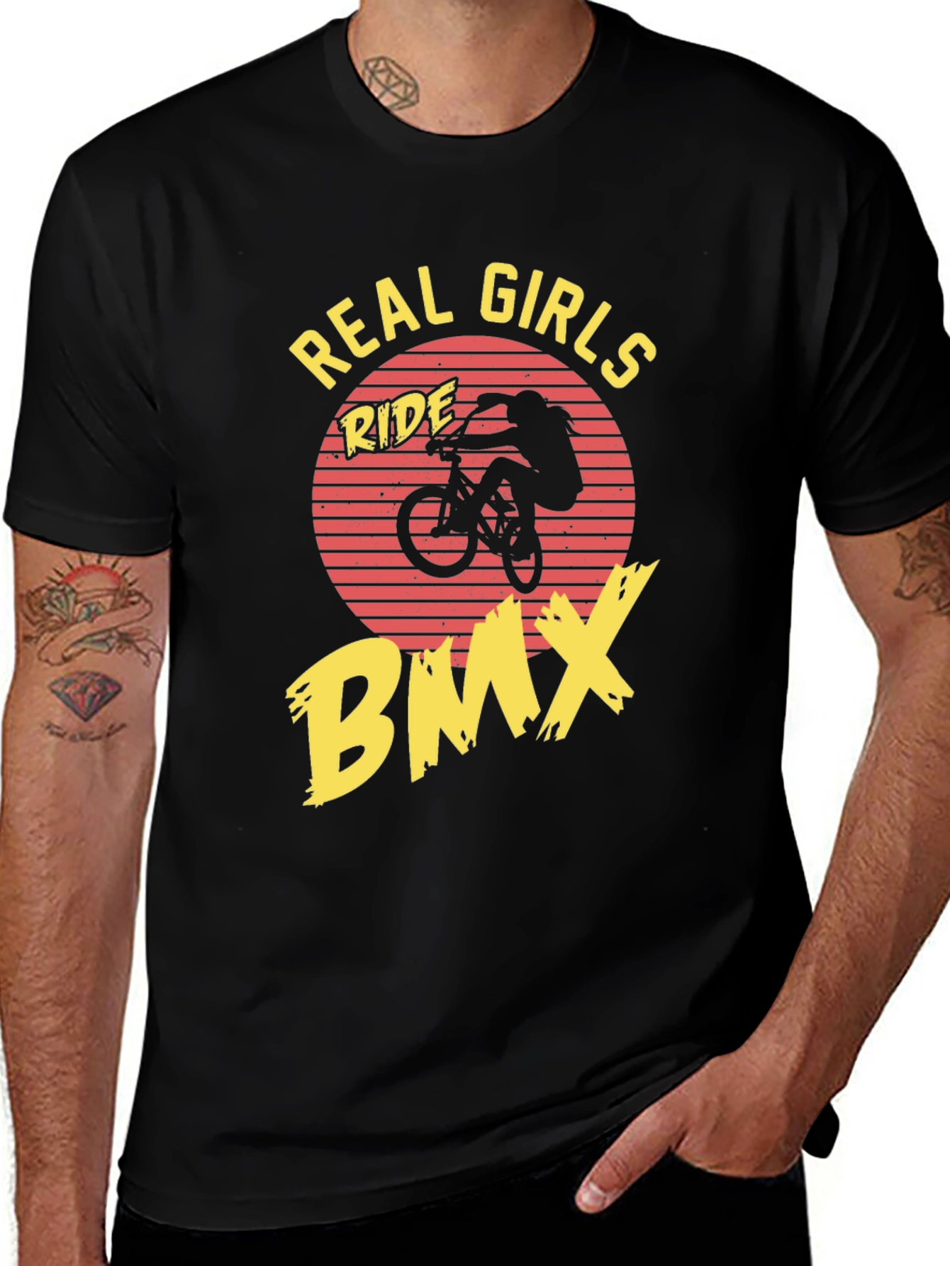 Real Girls Ride BMX Black Graphic Tee