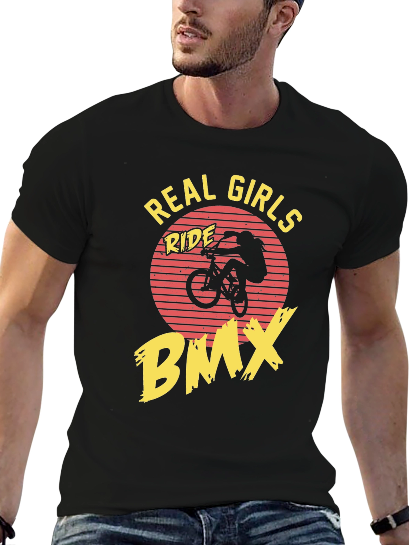 Real Girls Ride BMX Black Graphic Tee