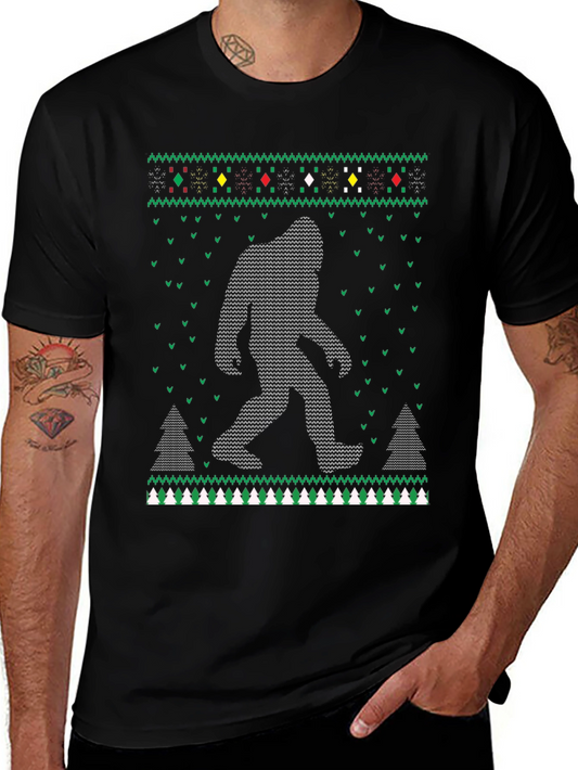 Bigfoot Christmas Pattern T-Shirt