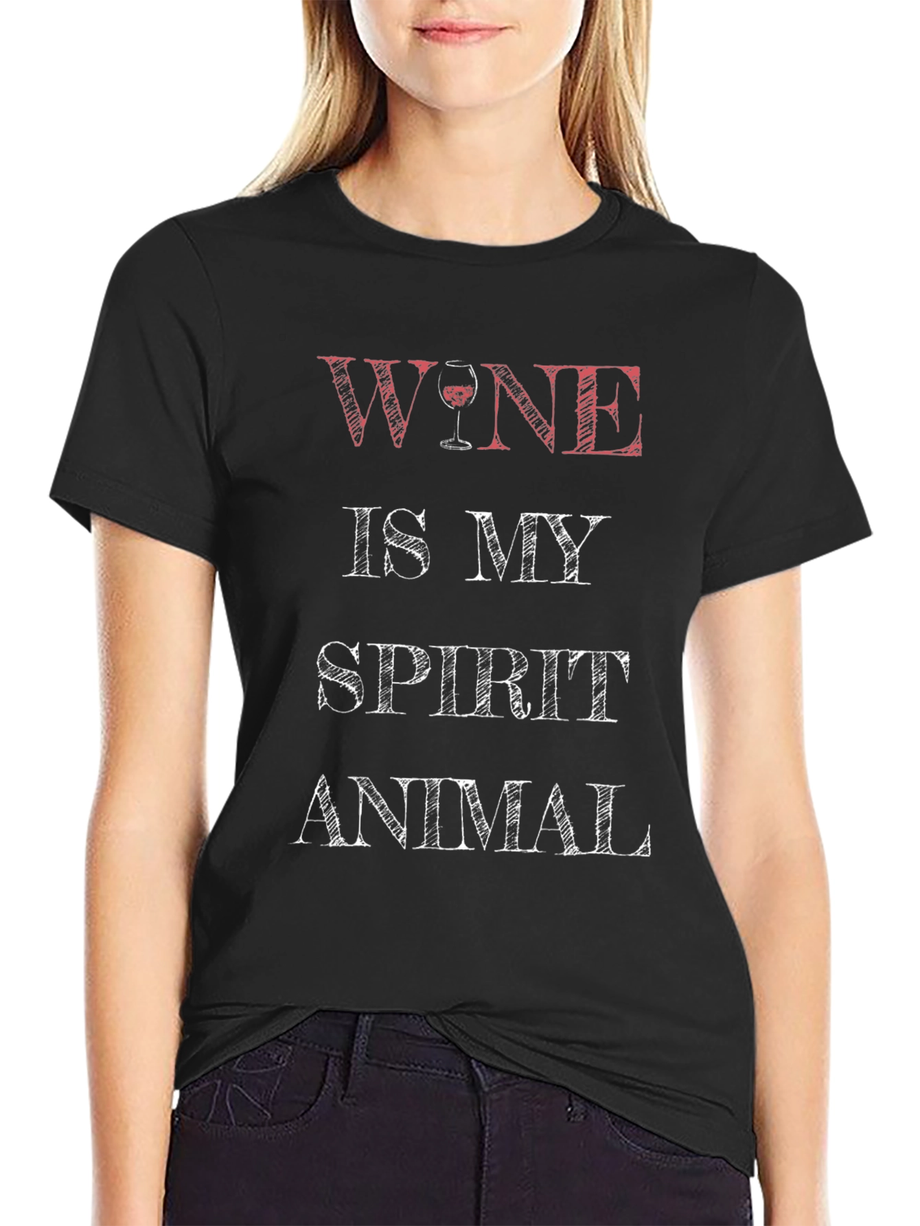 Wine is My Spirit Animal T-Shirt - Black
