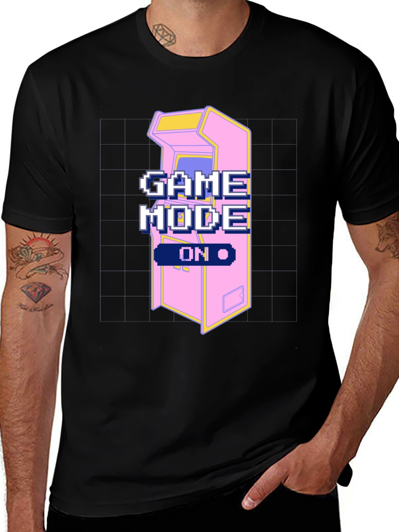 Retro Gamer Mode On Black T-Shirt