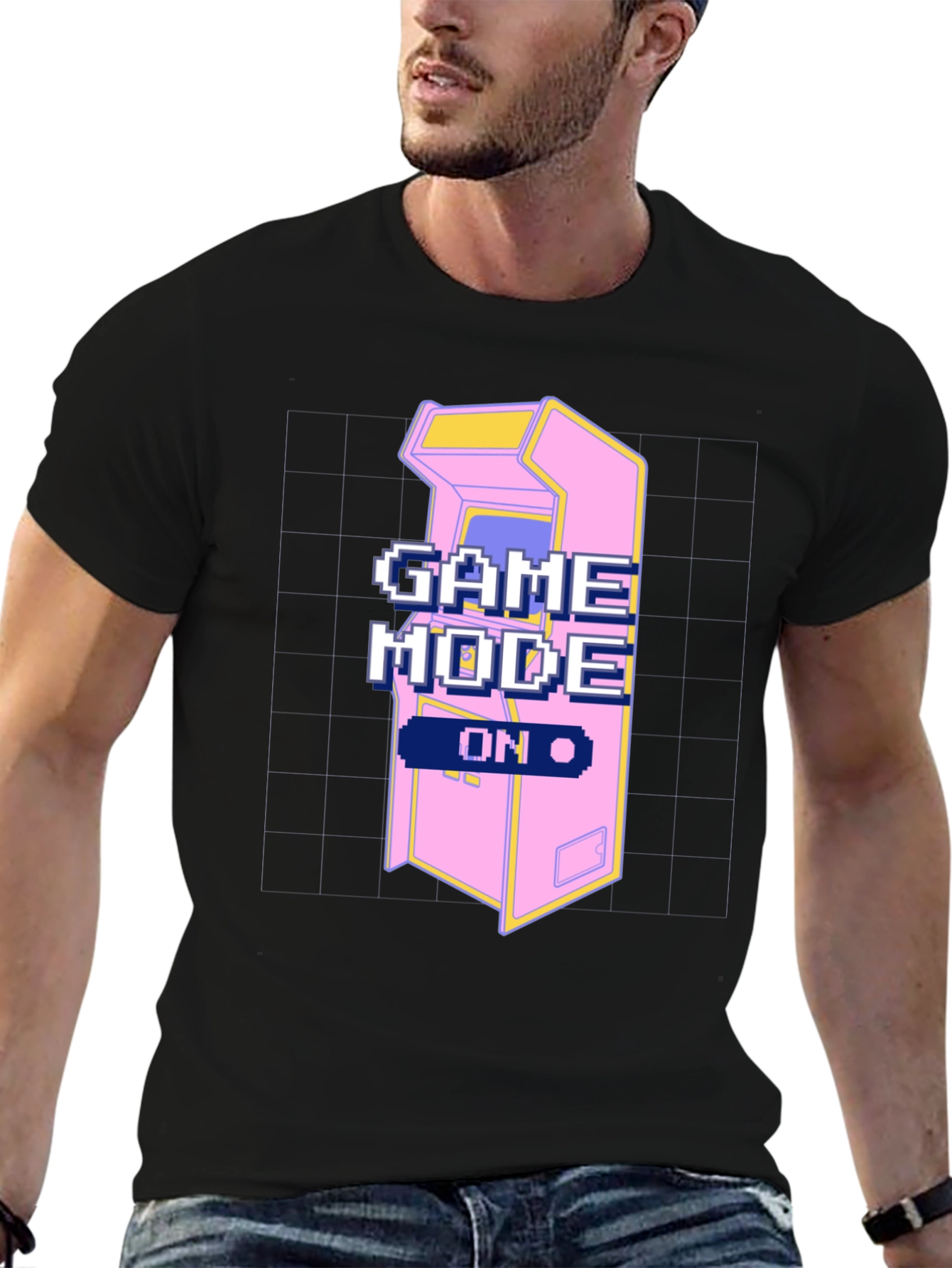 Retro Gamer Mode On Black T-Shirt