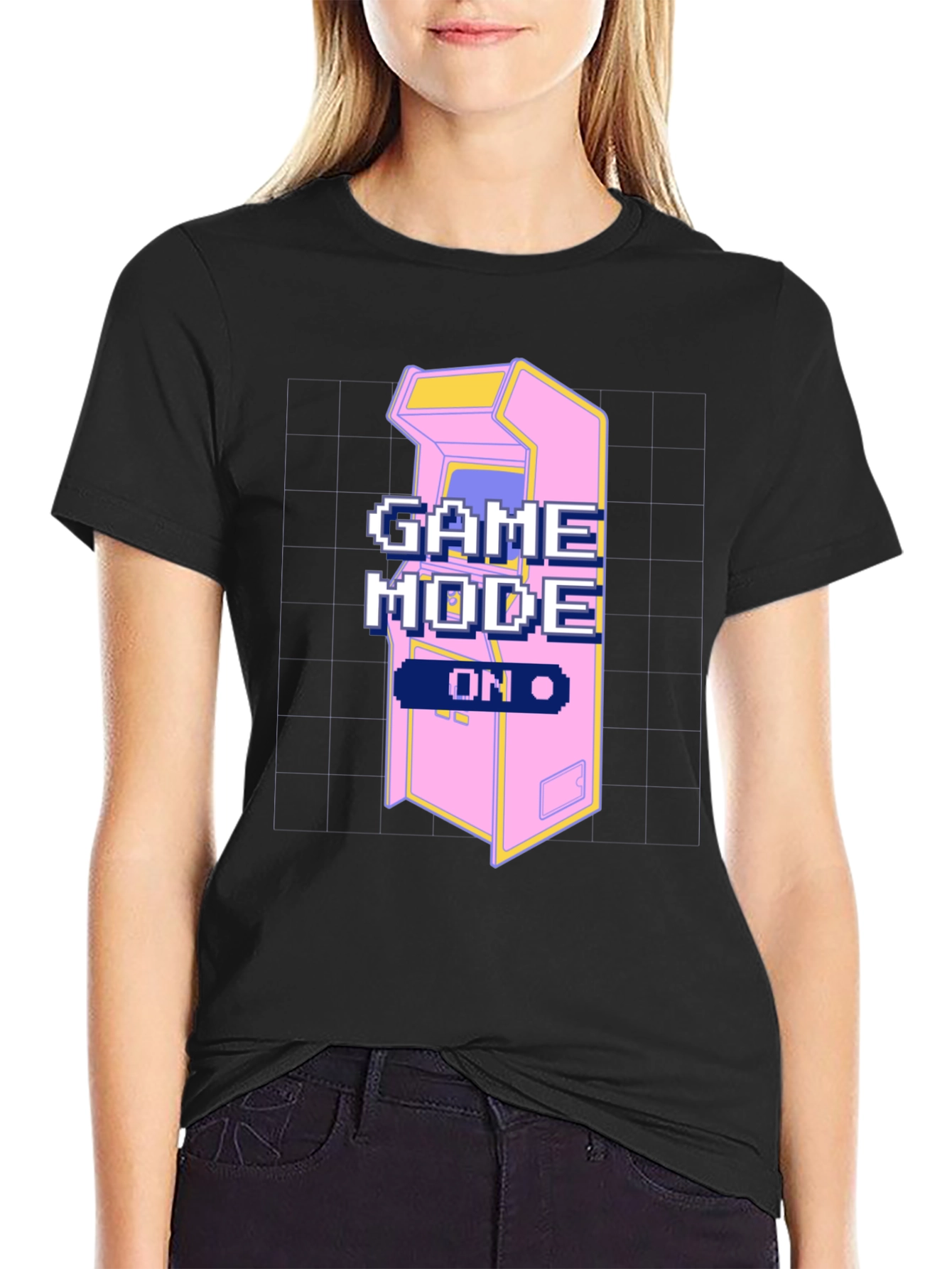 Retro Gamer Mode On Black T-Shirt