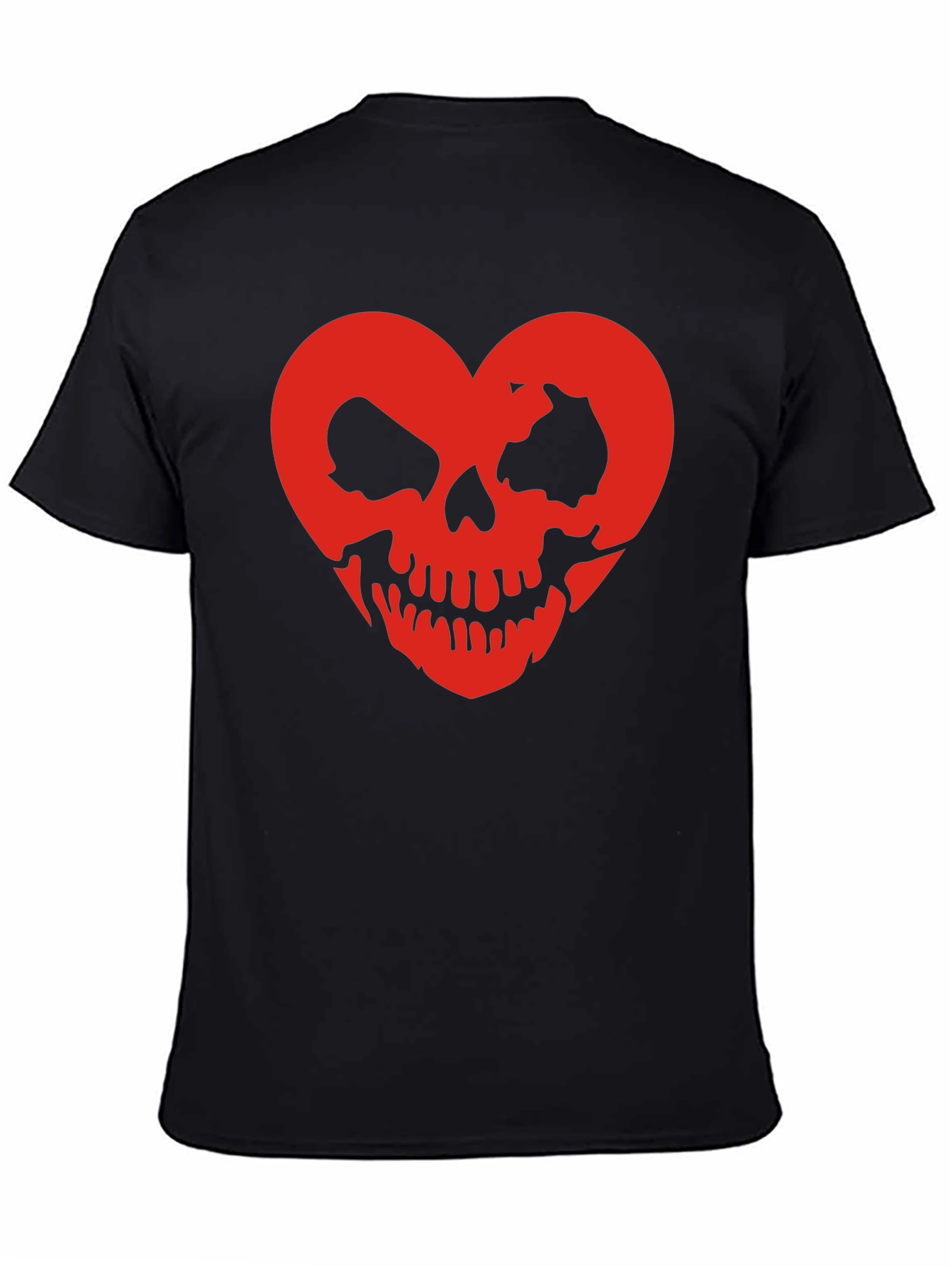 Red Skull Heart Black Tee