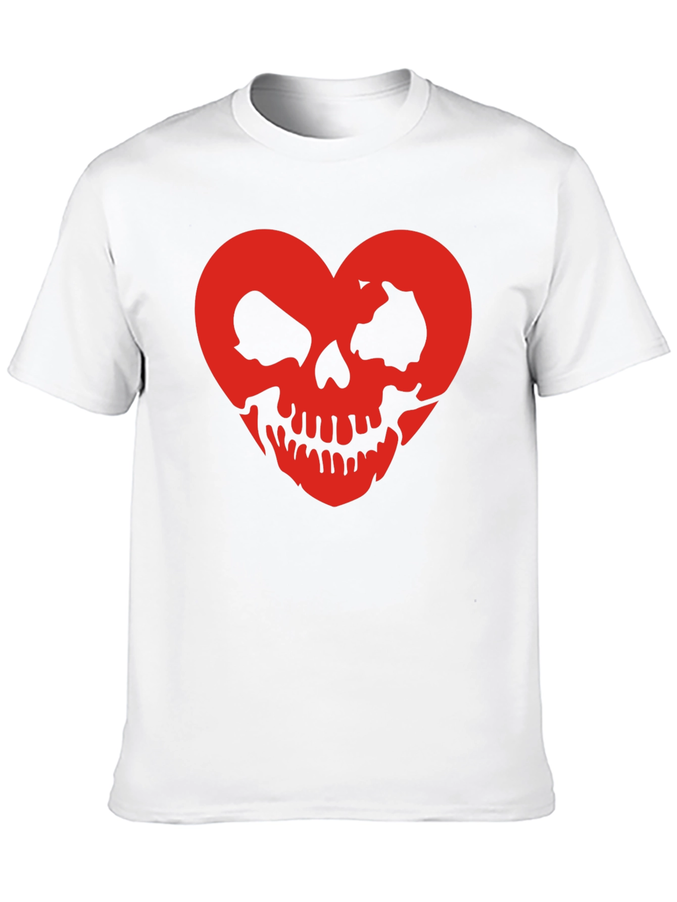Red Skull Heart Black Tee