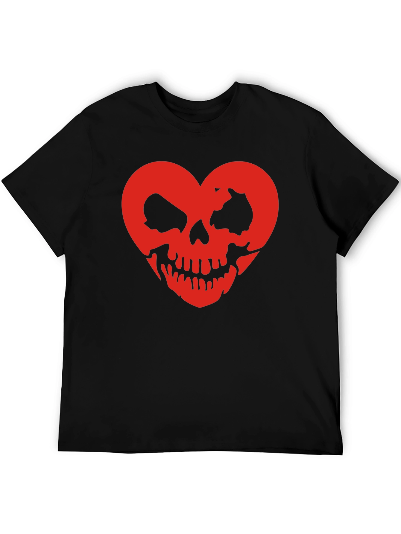 Red Skull Heart Black Tee