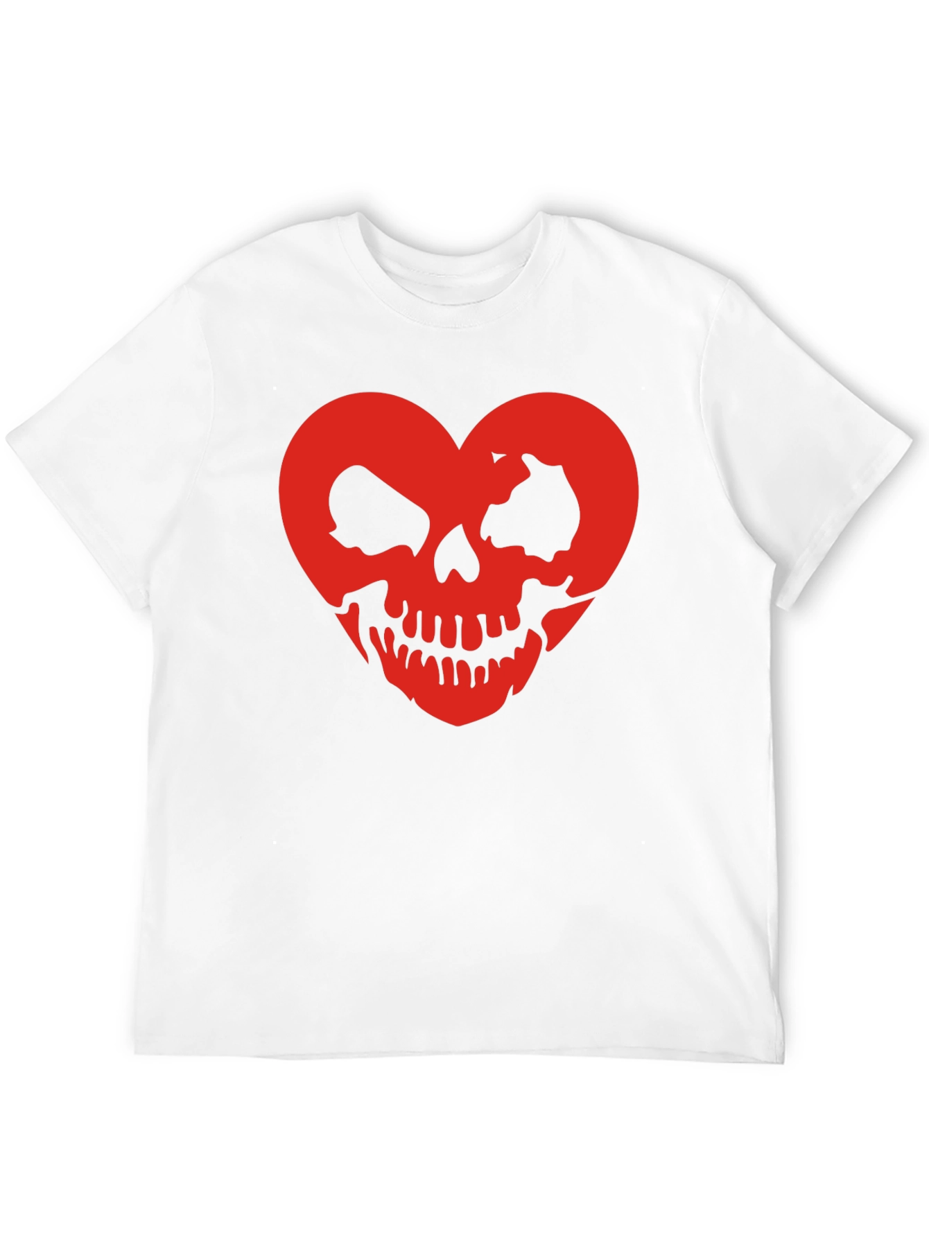 Red Skull Heart Black Tee