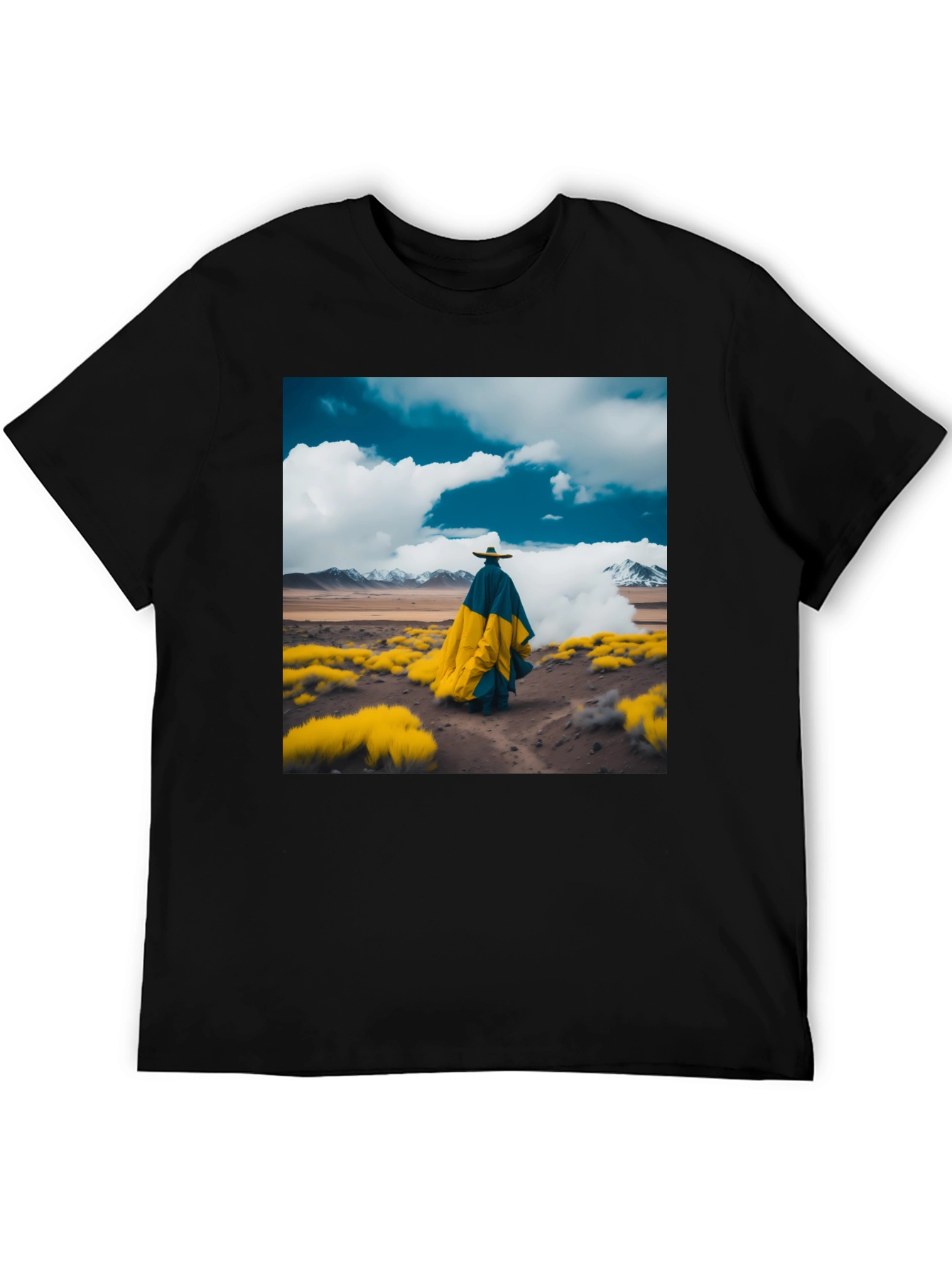 Abstract Landscape Graphic Tee - Stylish Black T-Shirt
