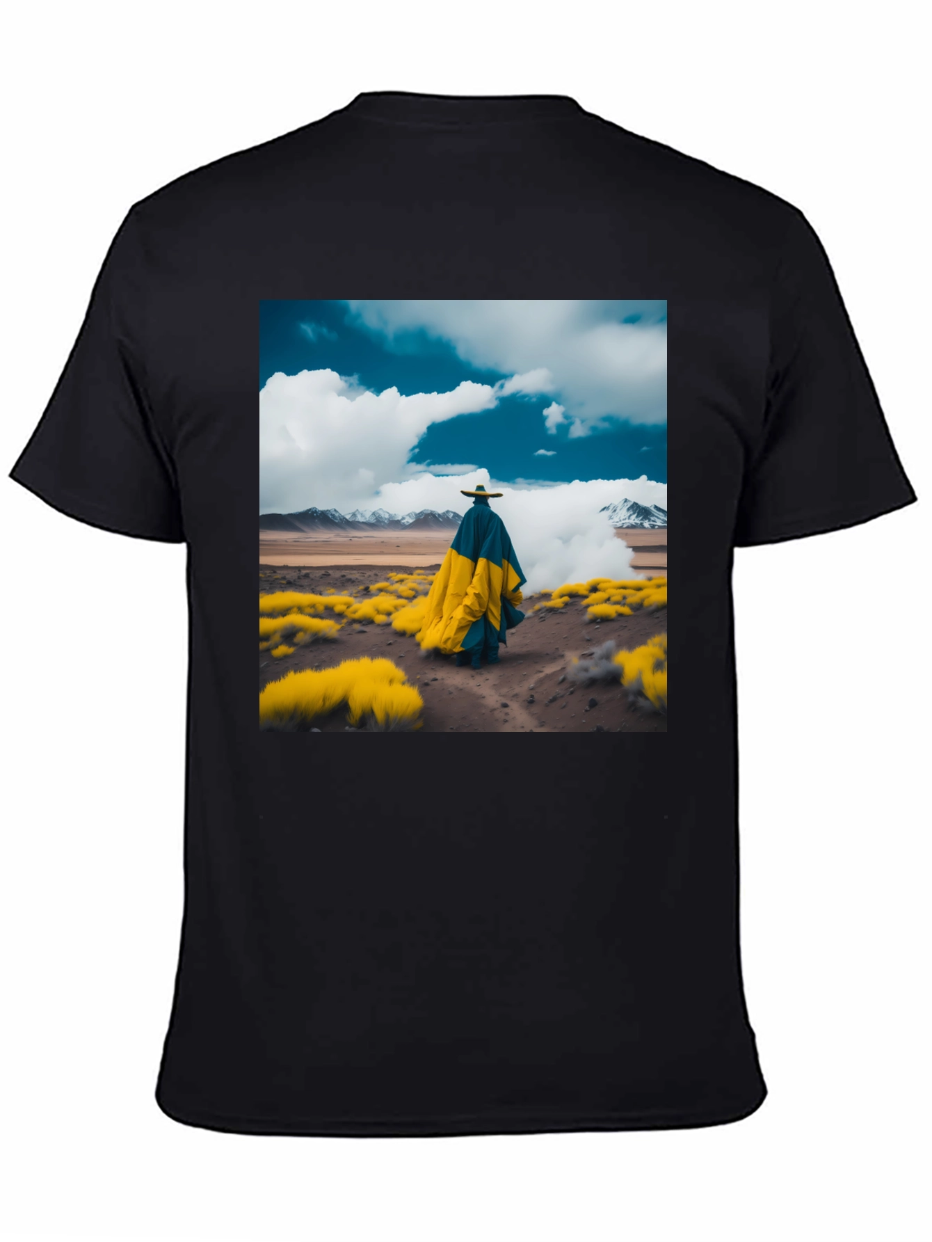 Abstract Landscape Graphic Tee - Stylish Black T-Shirt
