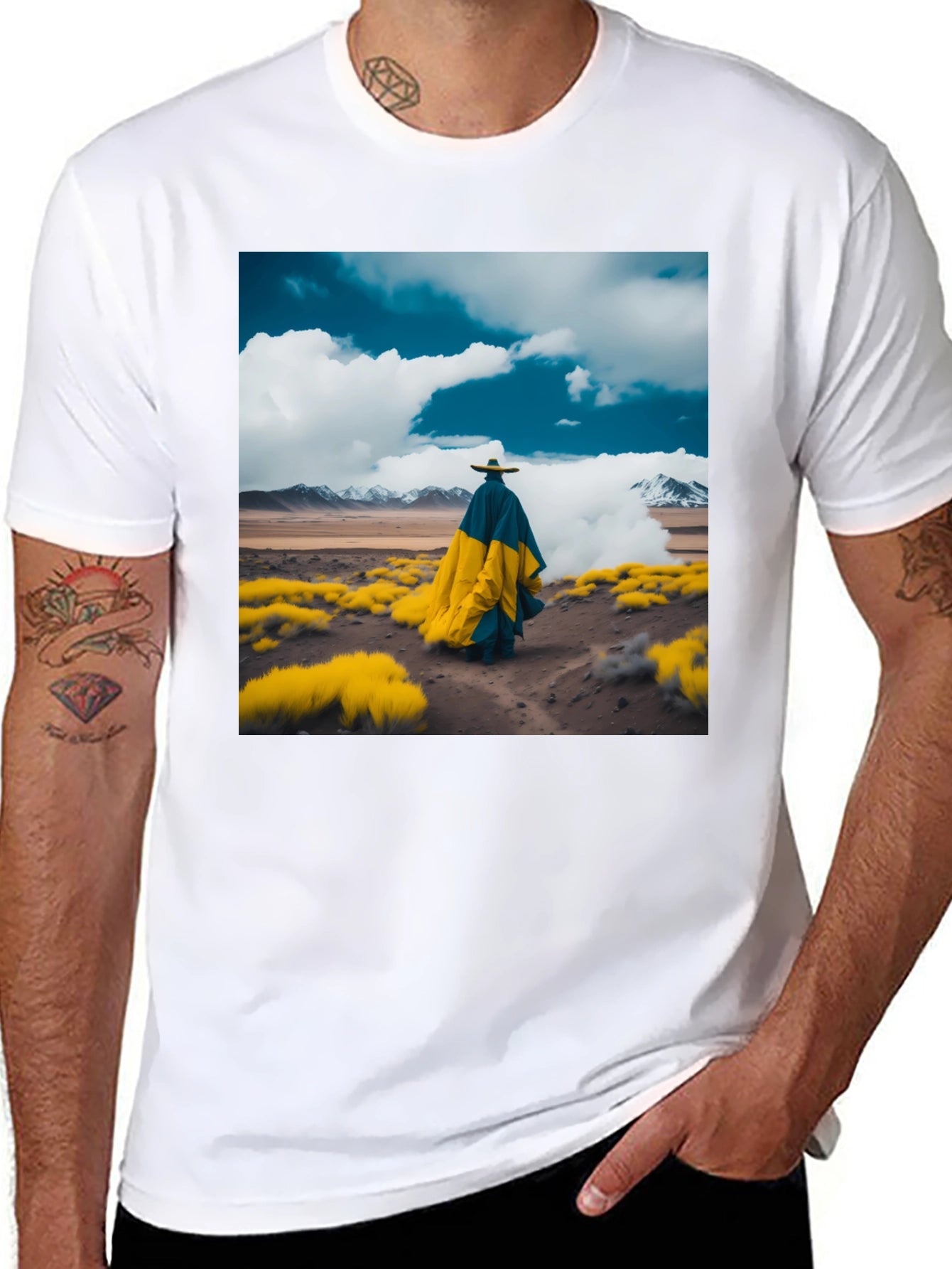 Abstract Landscape Graphic Tee - Stylish Black T-Shirt