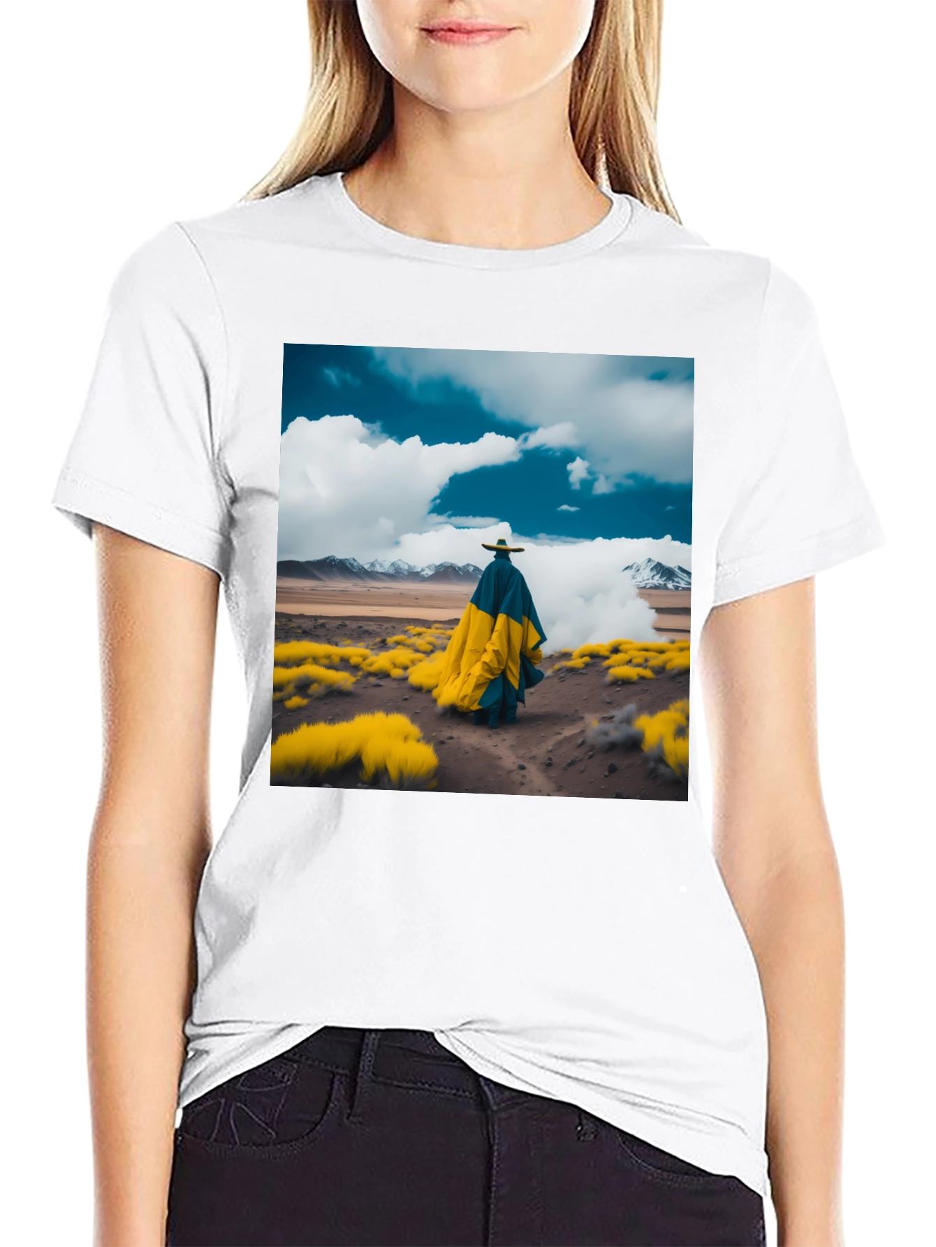 Abstract Landscape Graphic Tee - Stylish Black T-Shirt