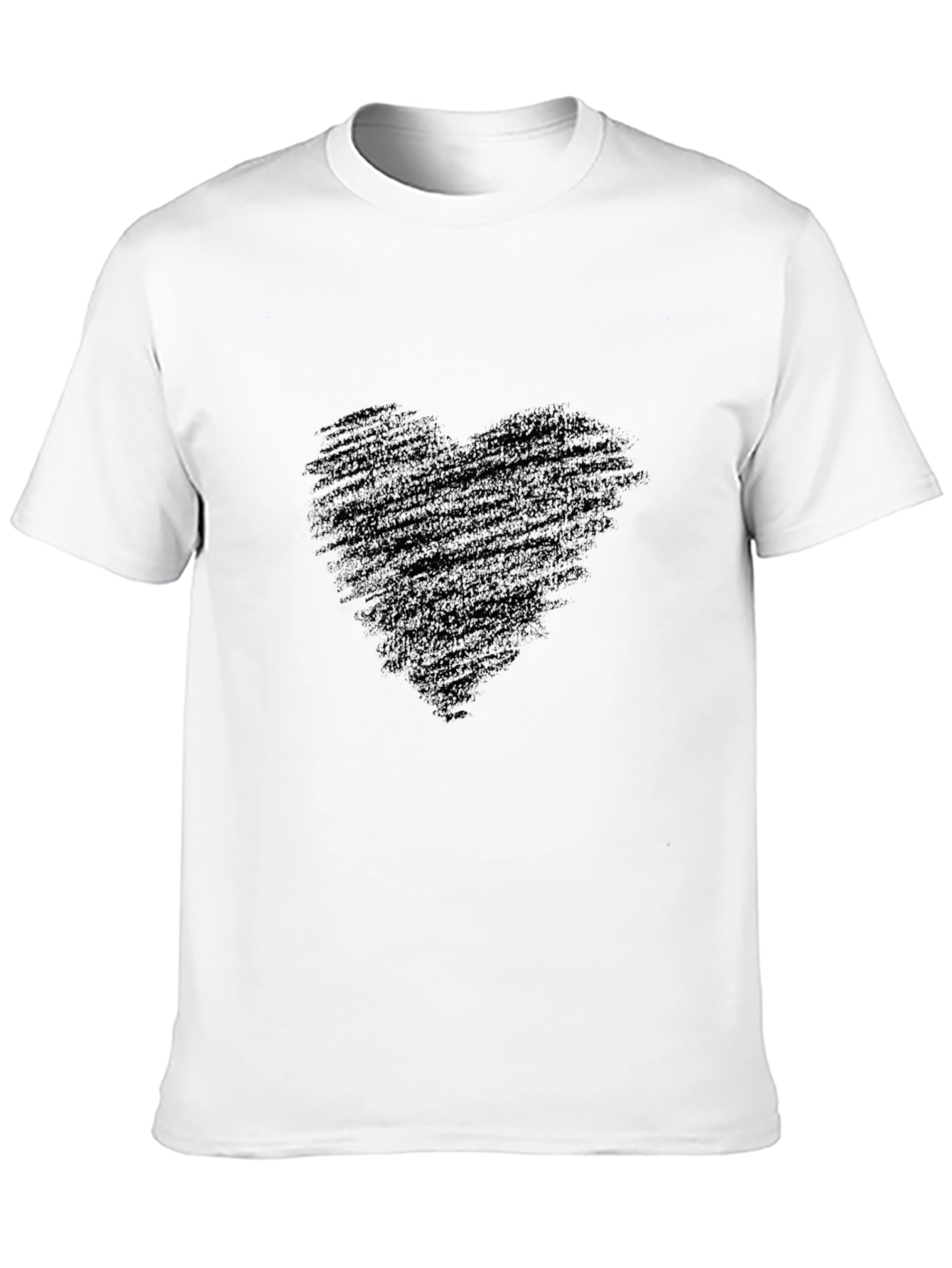 Mens Black T-Shirt with Heart Graphic