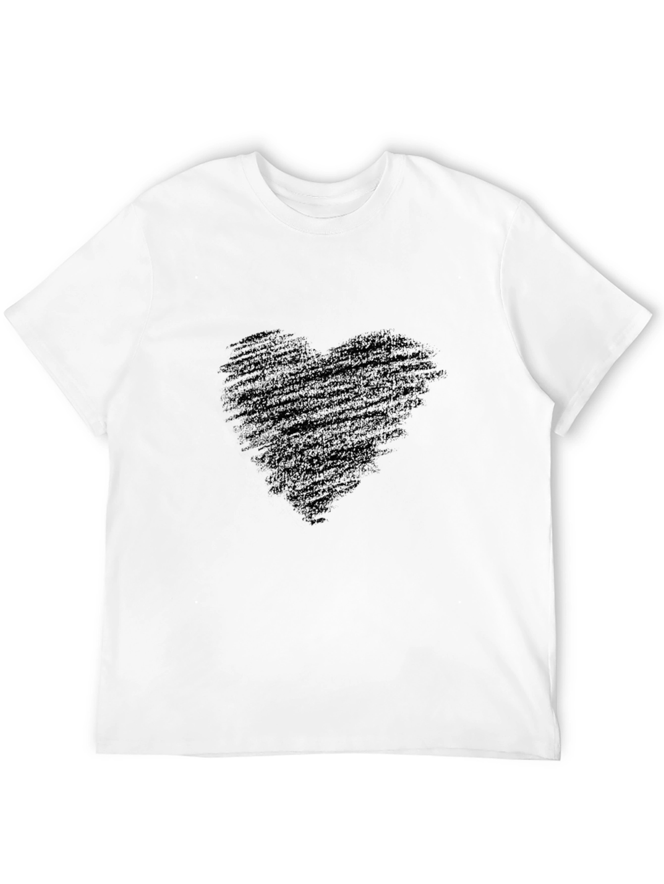 Mens Black T-Shirt with Heart Graphic