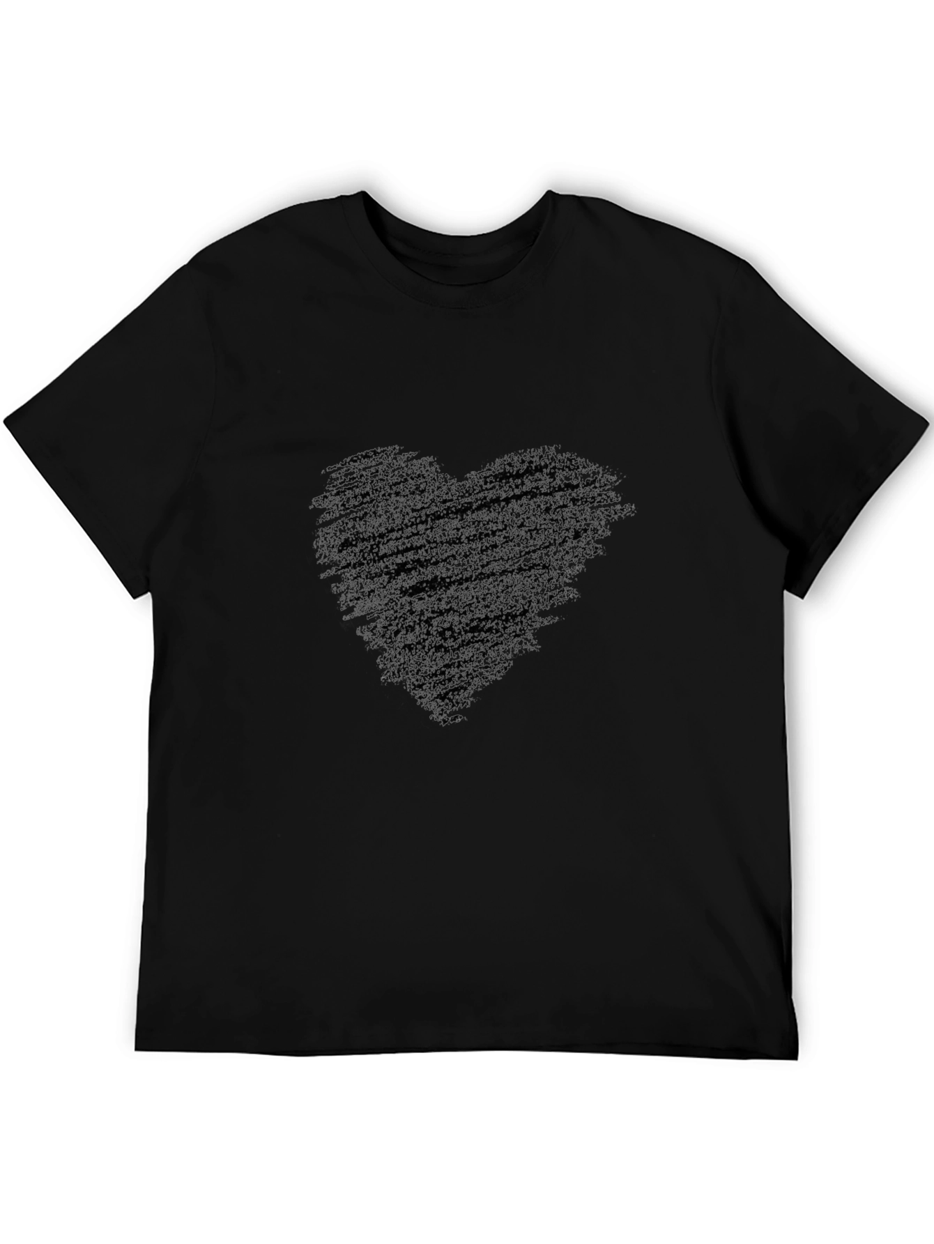 Mens Black T-Shirt with Heart Graphic
