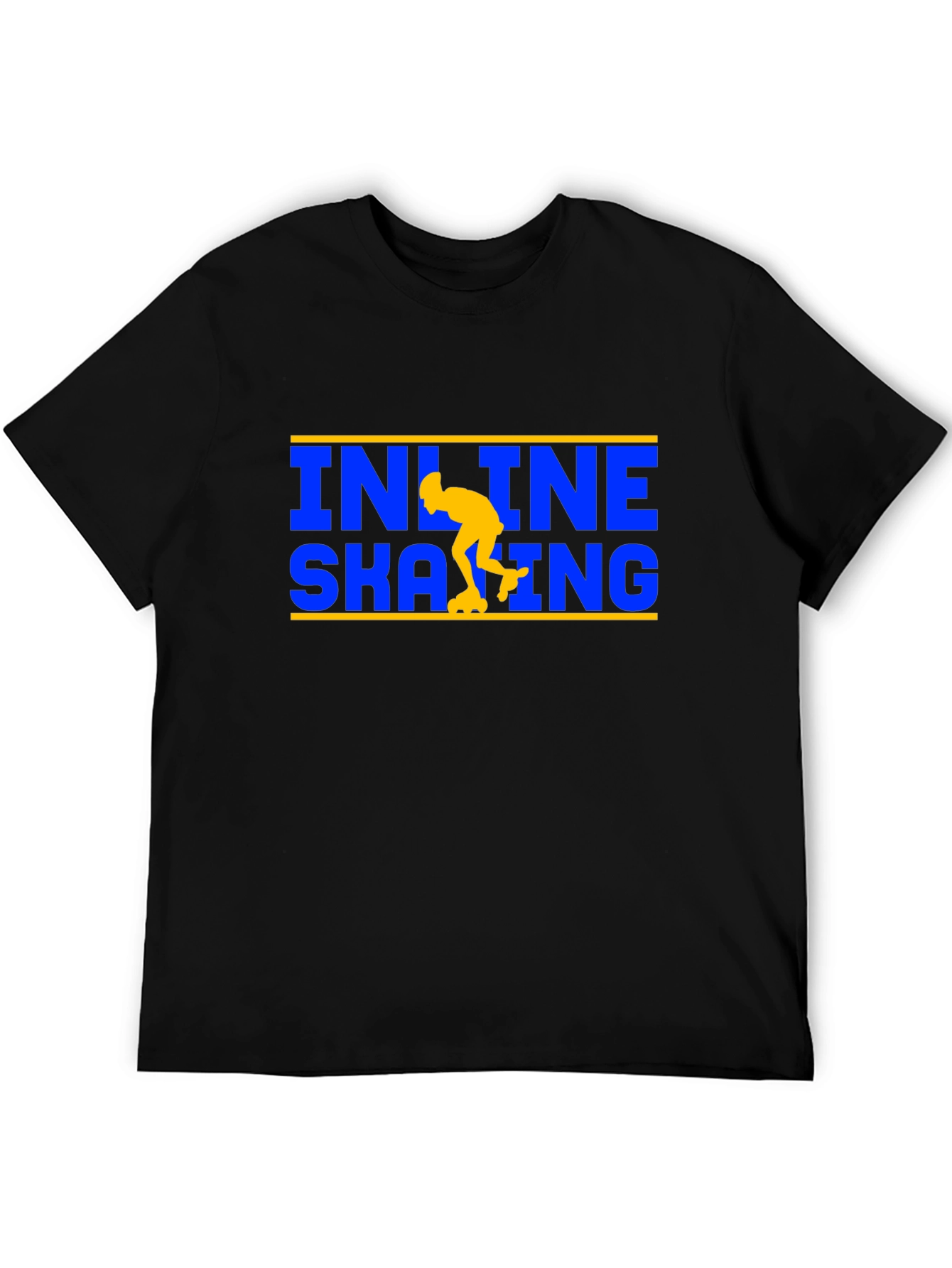 Inline Skating T-Shirt - Blue and Yellow Design