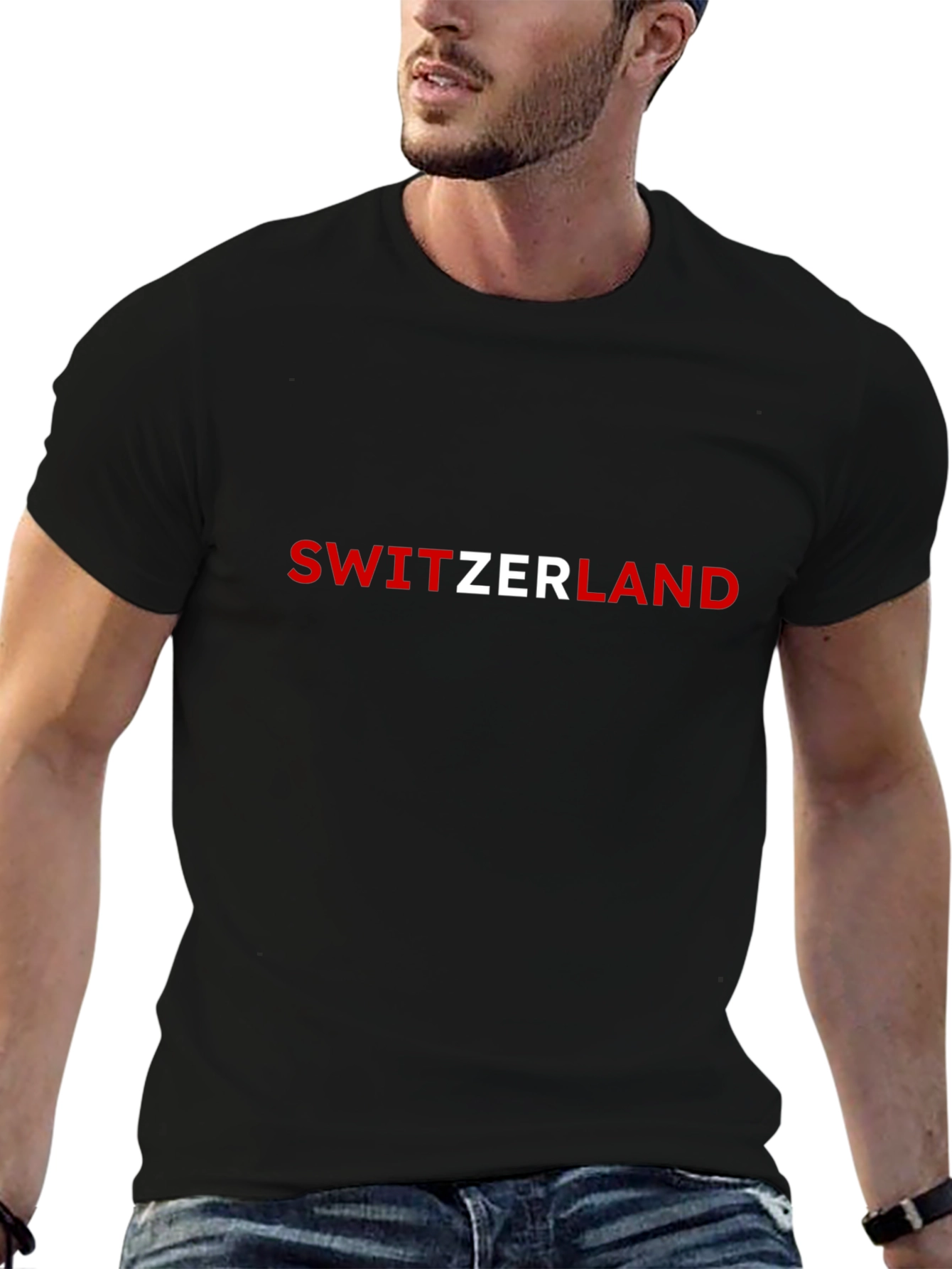 Switzerland Graphic Tee - Black Cotton T-Shirt