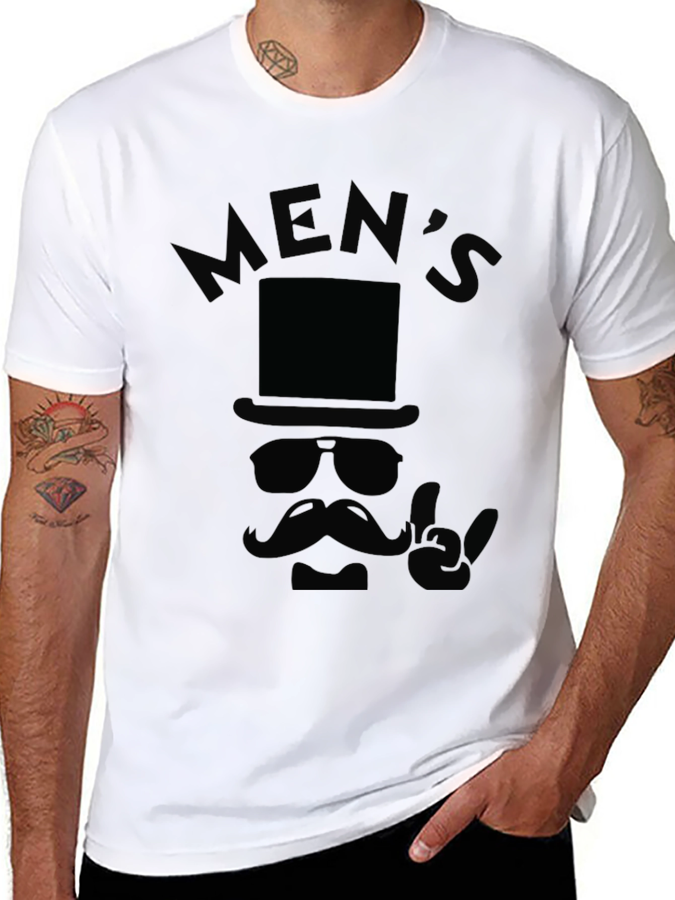 Mens Black Funny Gentleman Graphic Tee