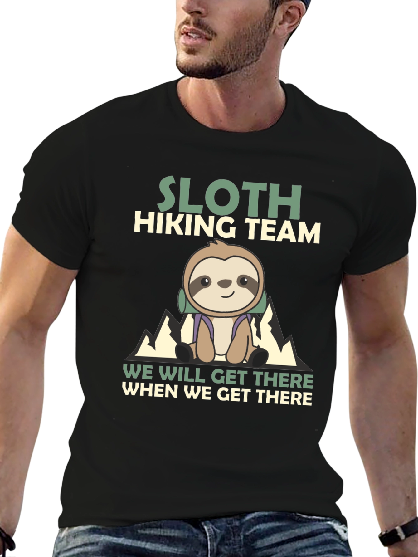 Sloth Hiking Team T-Shirt Funny Graphic Tee