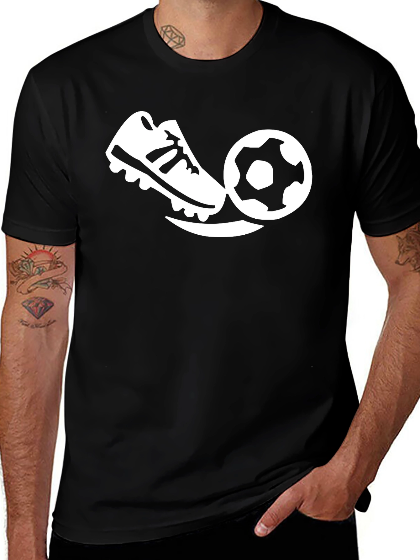 Soccer Shoe and Ball Graphic Tee - Black