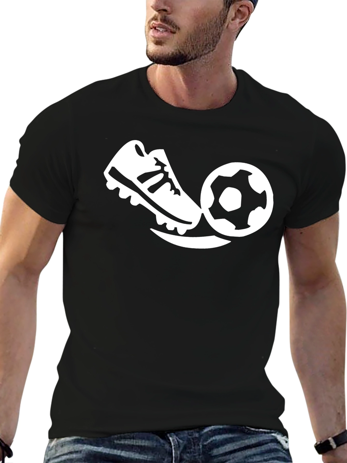 Soccer Shoe and Ball Graphic Tee - Black