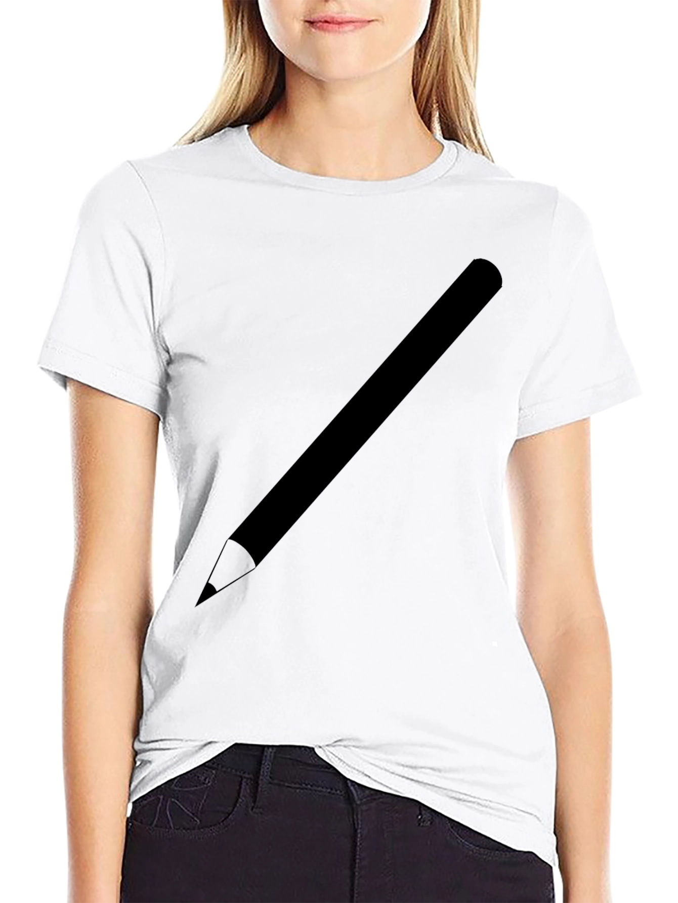 Mens Black Graphic Tee - Pencil Design
