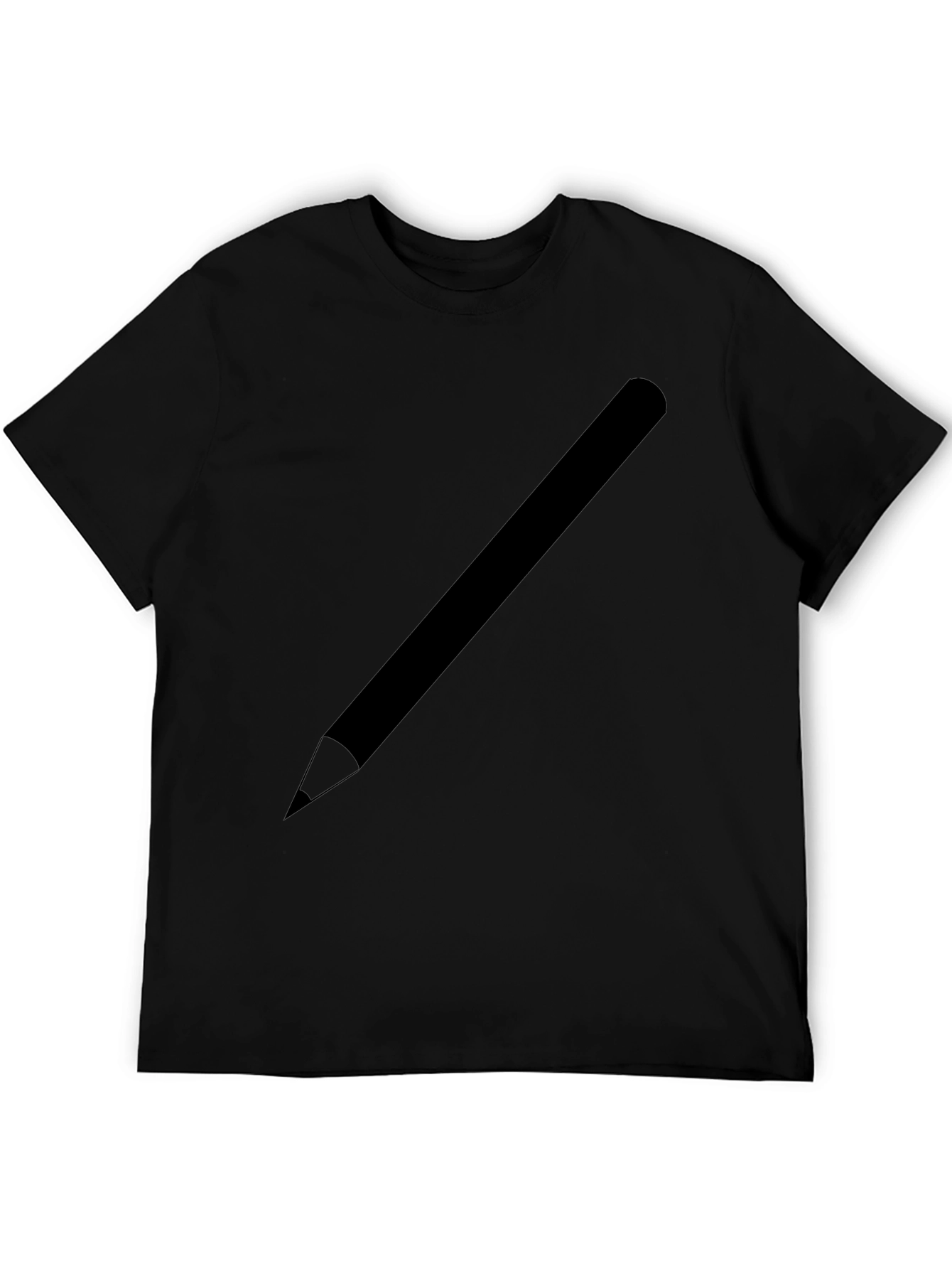 Mens Black Graphic Tee - Pencil Design