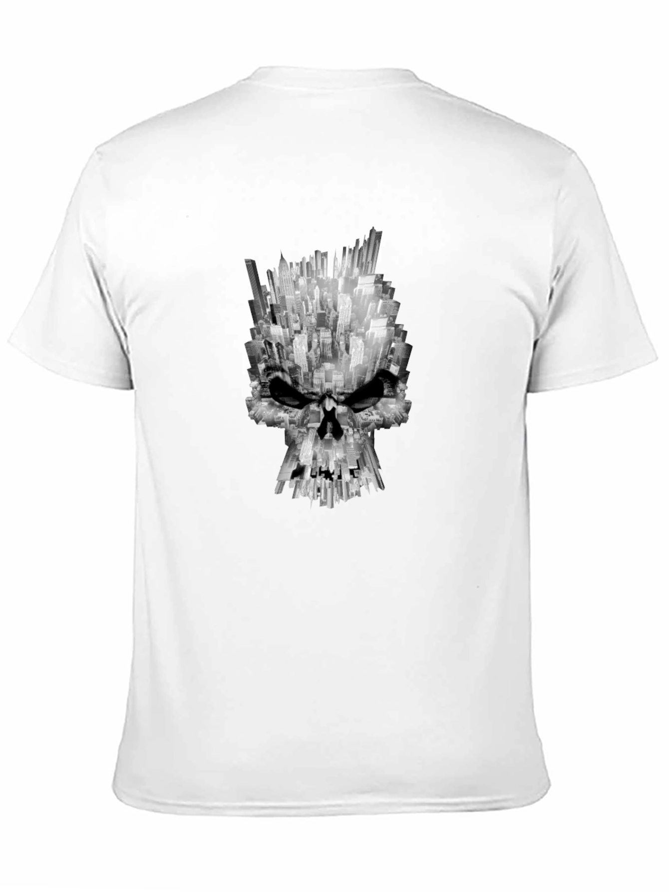 City Skull Graphic Tee - Black Cotton T-Shirt