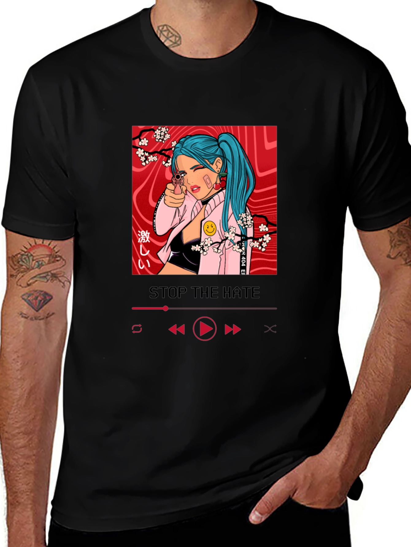 Stop The Hate T-Shirt with Edgy Anime Design