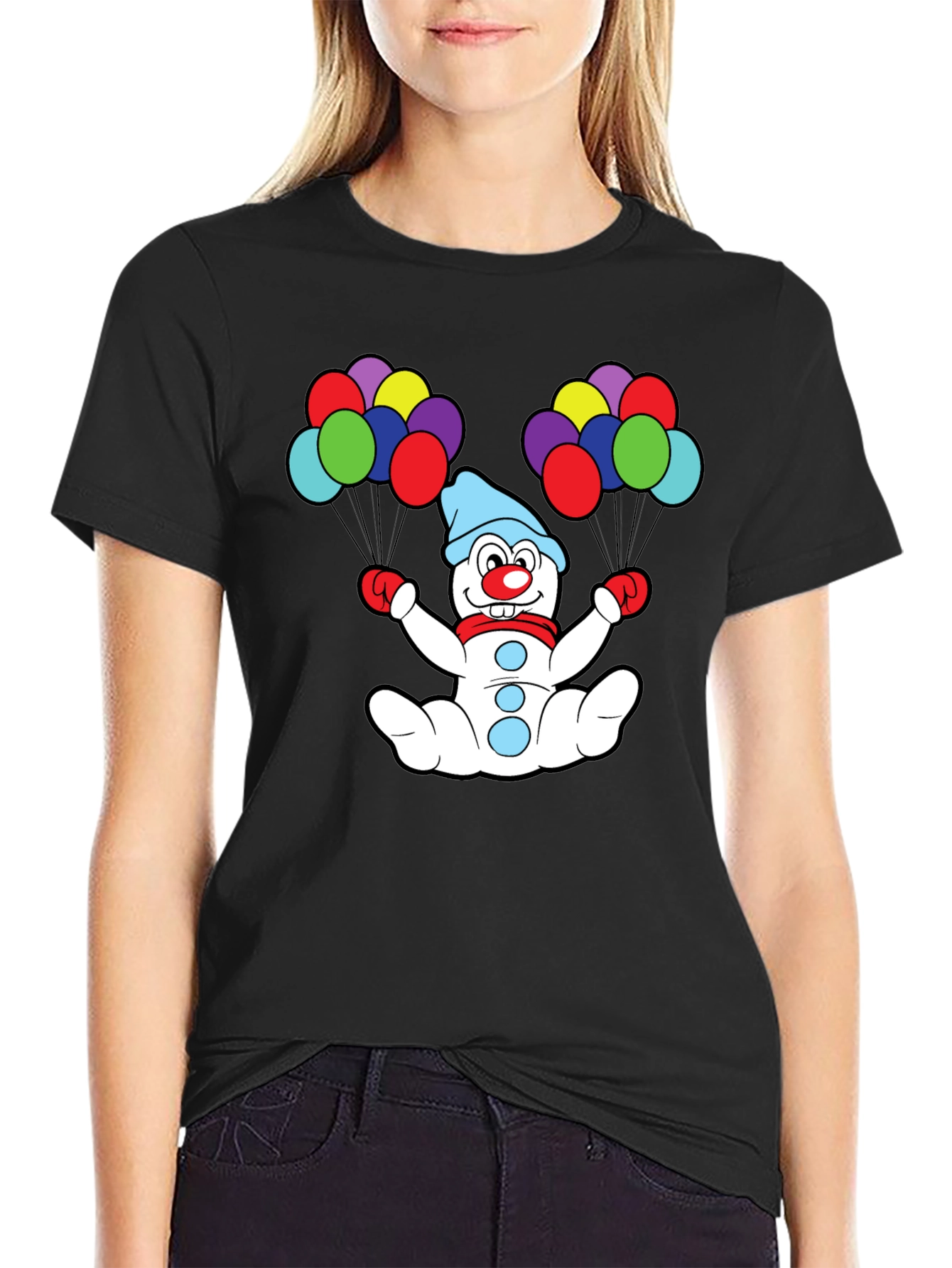 Clown Snowman with Balloons T-Shirt