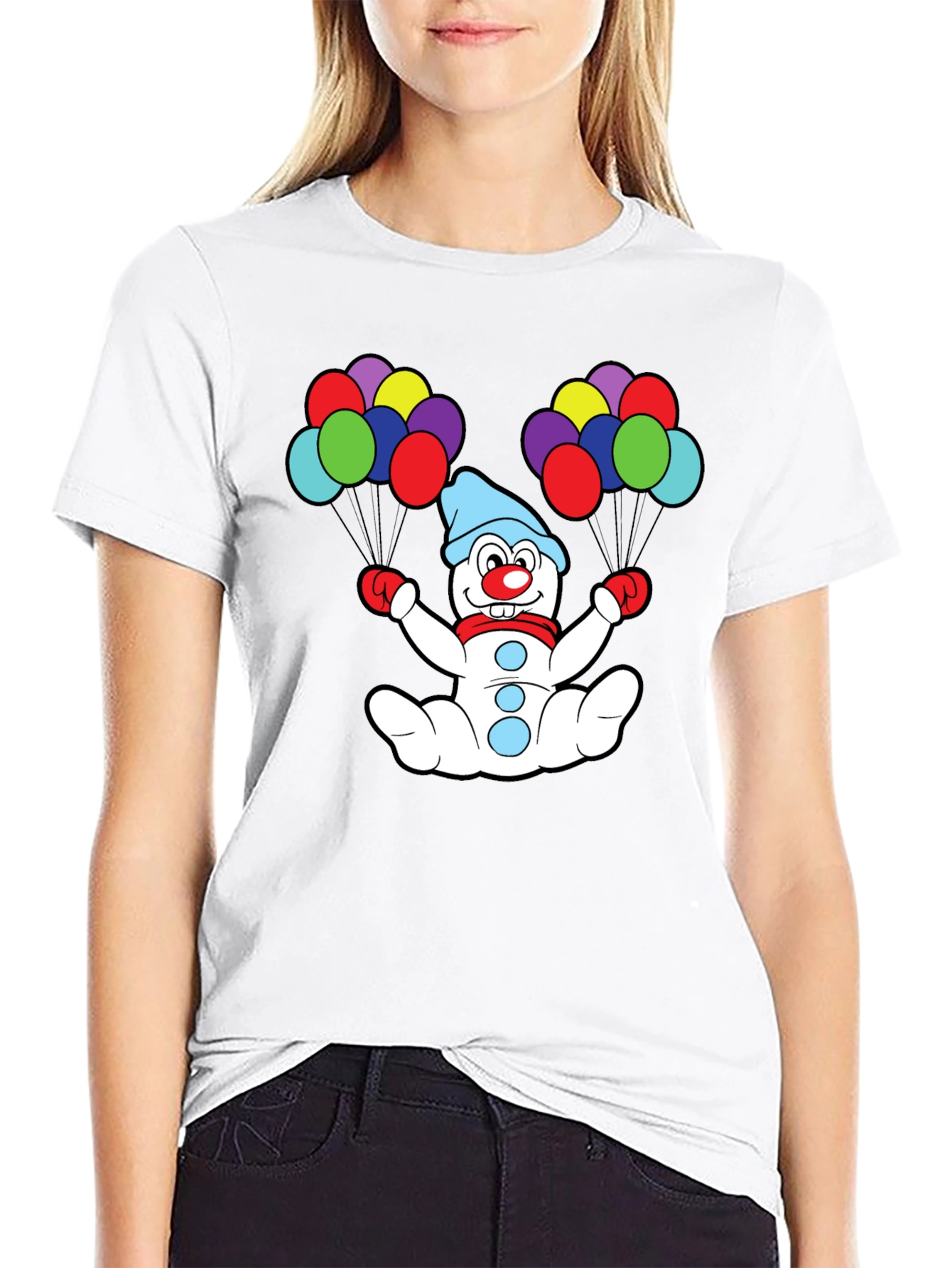 Clown Snowman with Balloons T-Shirt