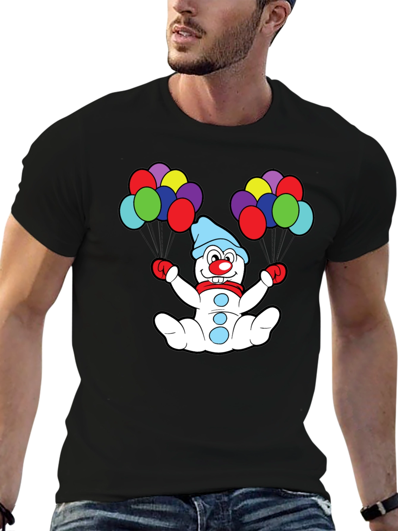 Clown Snowman with Balloons T-Shirt