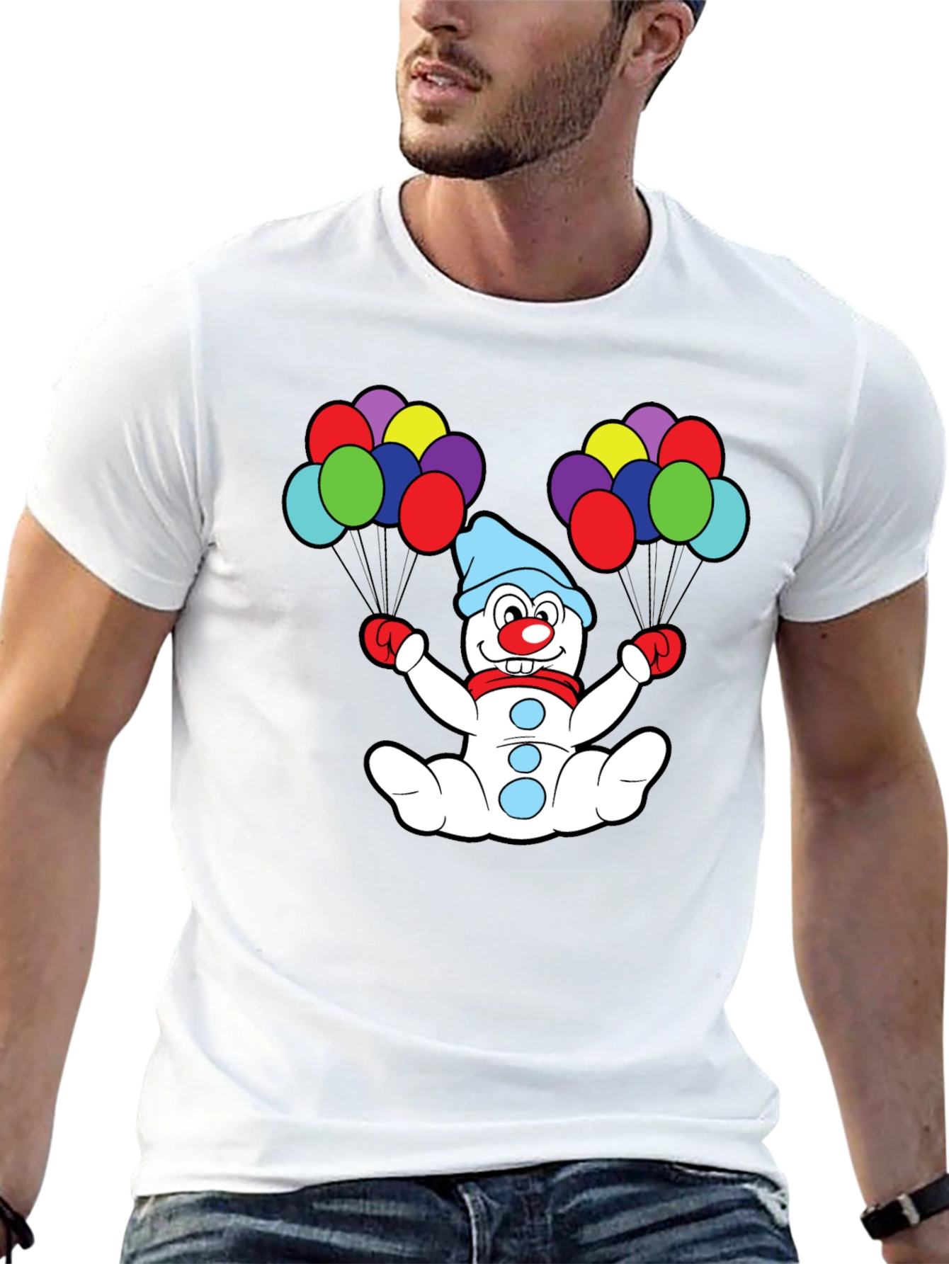 Clown Snowman with Balloons T-Shirt
