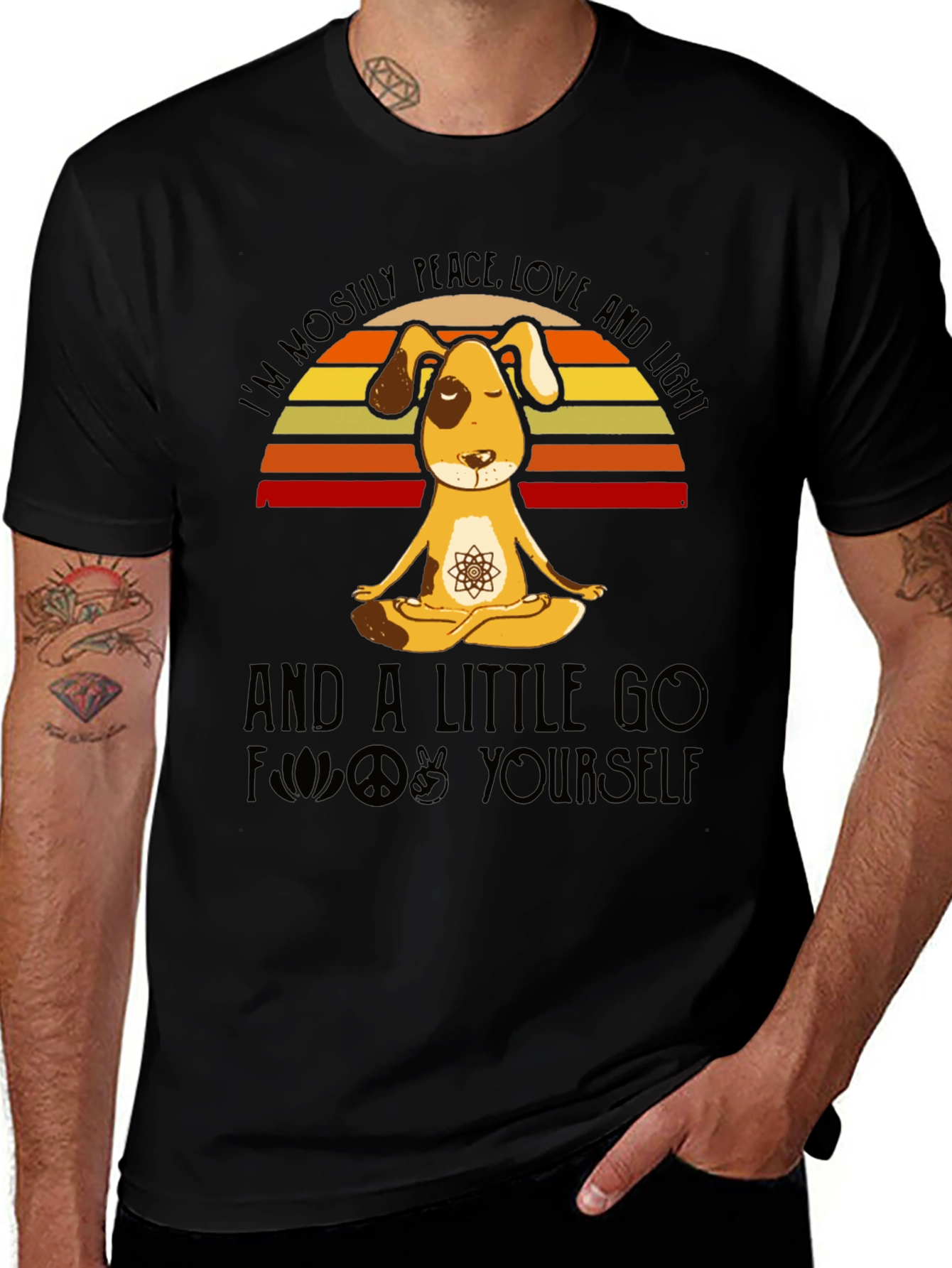 Peace Love and Light Dog Yoga T-Shirt