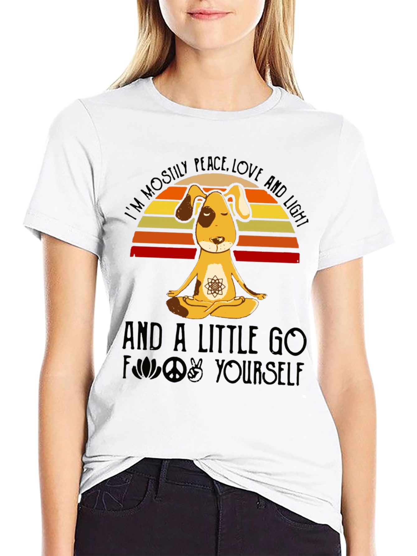 Peace Love and Light Dog Yoga T-Shirt